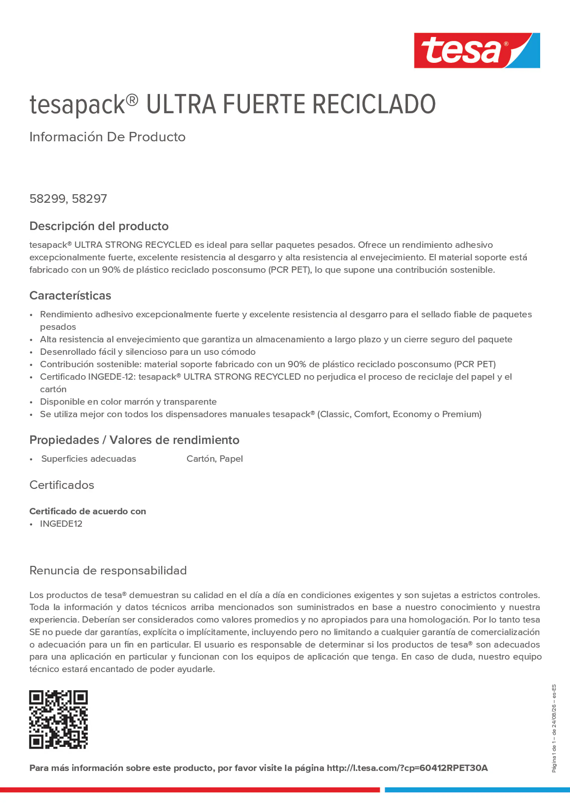 Product information_tesapack® 60412RPET30A_es-ES