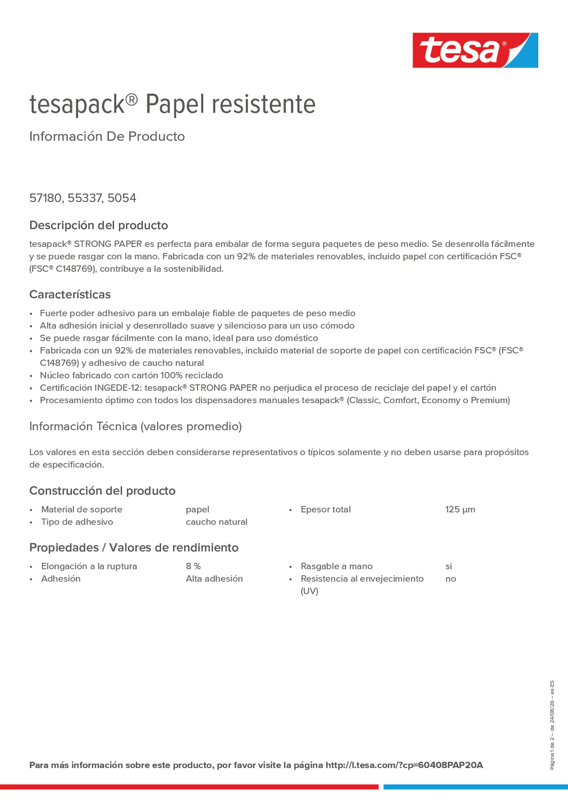 Product information_tesapack® 60408PAP20A_es-ES