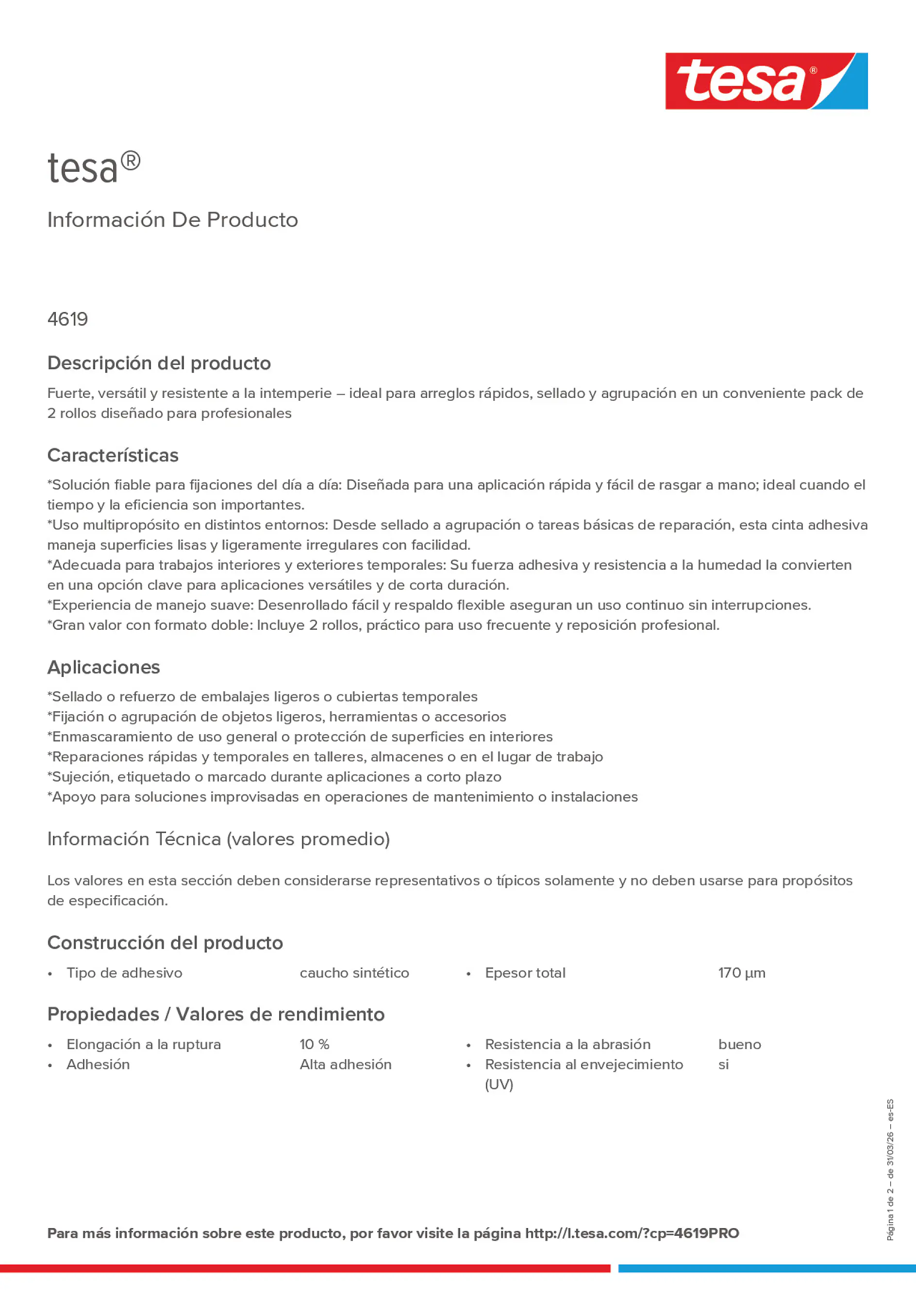 Product information_tesa® 4619PRO_es-ES