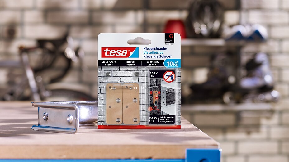 How to use the tesa® Adhesive Screw Rectangular for Brick & Stone 10kg. How to use the tesa® Adhesive Screw Rectangular for Brick & Stone 10kg.