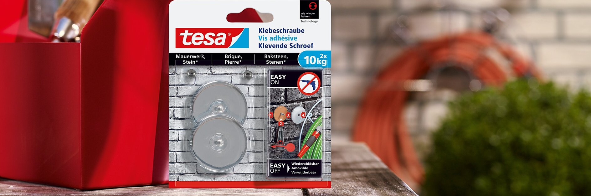 How to use the tesa® Adhesive Screw Round for Brick & Stone 10kg.