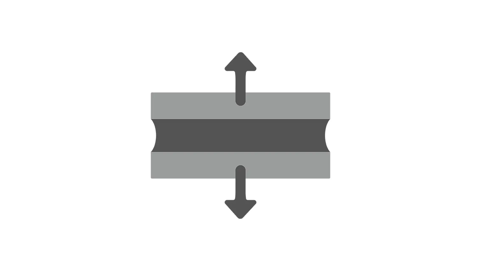 An icon featuring two parallel gray bars with rounded edges, separated by a darker bar in the center. An upward arrow is positioned above the top bar, while a downward arrow is below the bottom bar, suggesting vertical movement or expansion. (This text has been generated by AI)