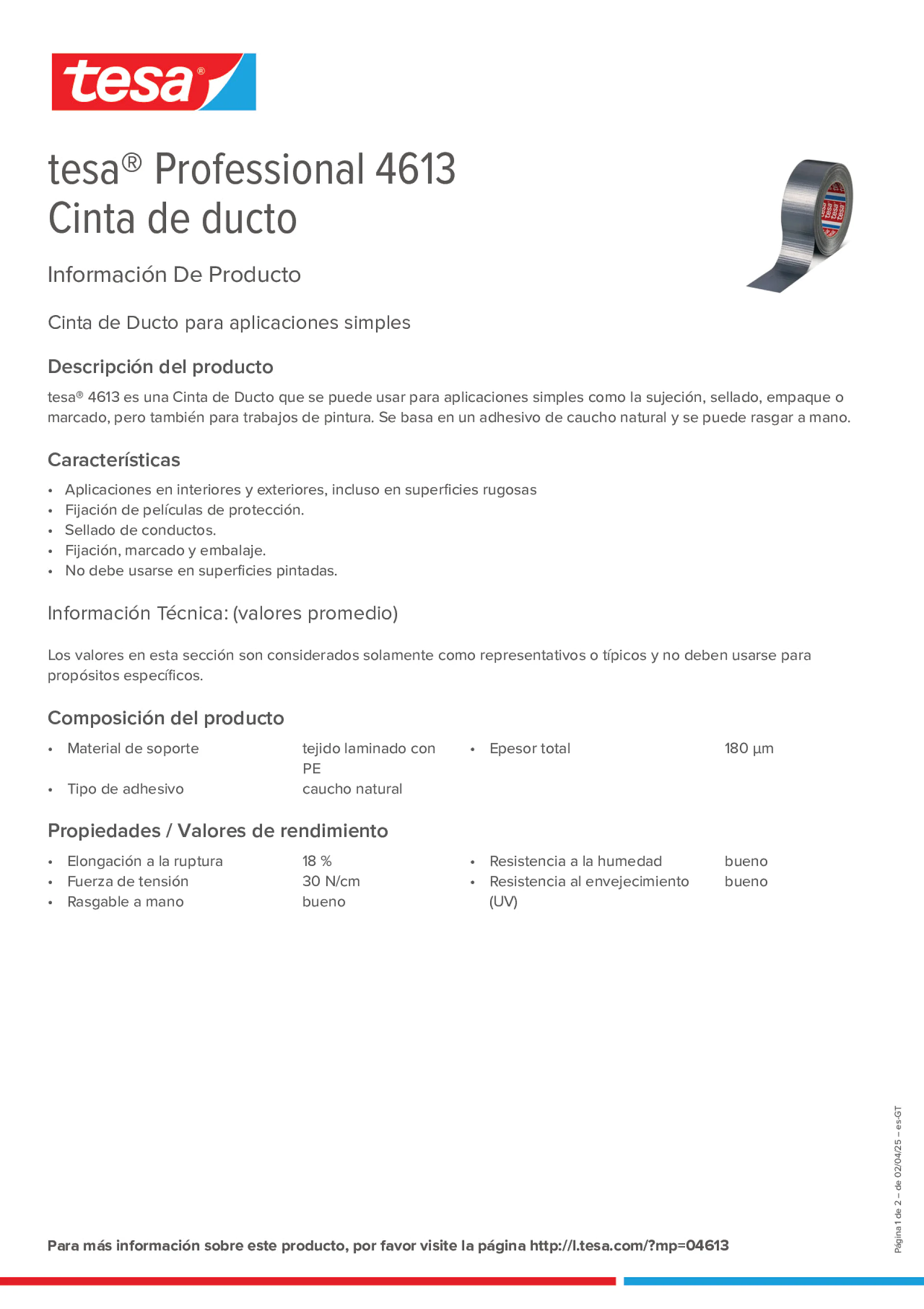 Product information_tesa® Professional 04613_es-GT