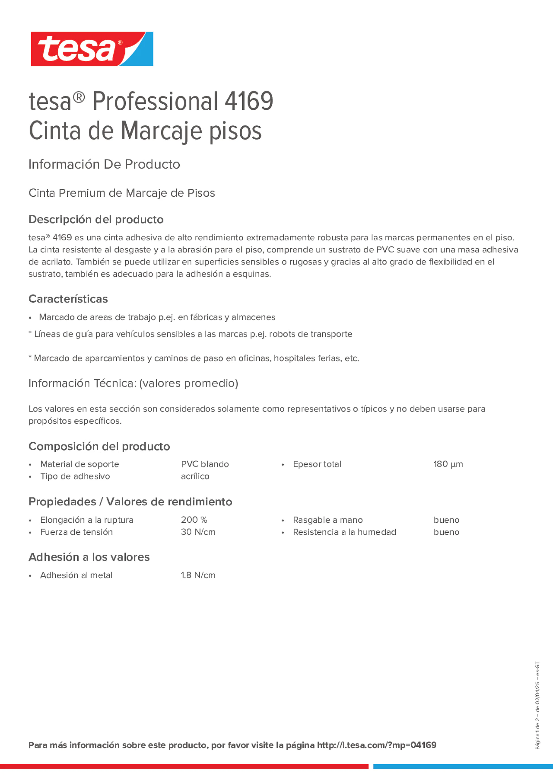 Product information_tesa® Professional 04169_es-GT