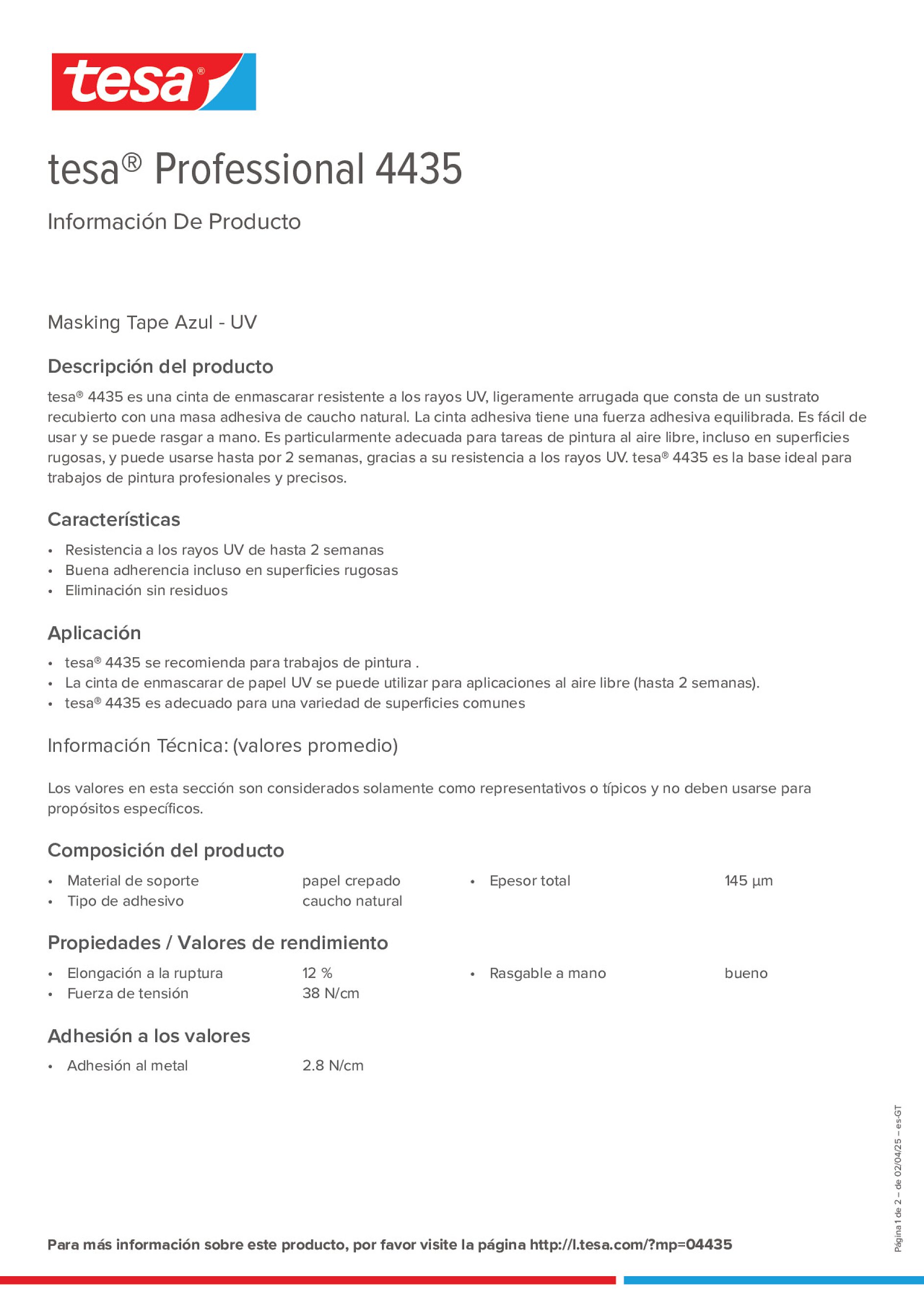 Product information_tesa® Professional 04435_es-GT