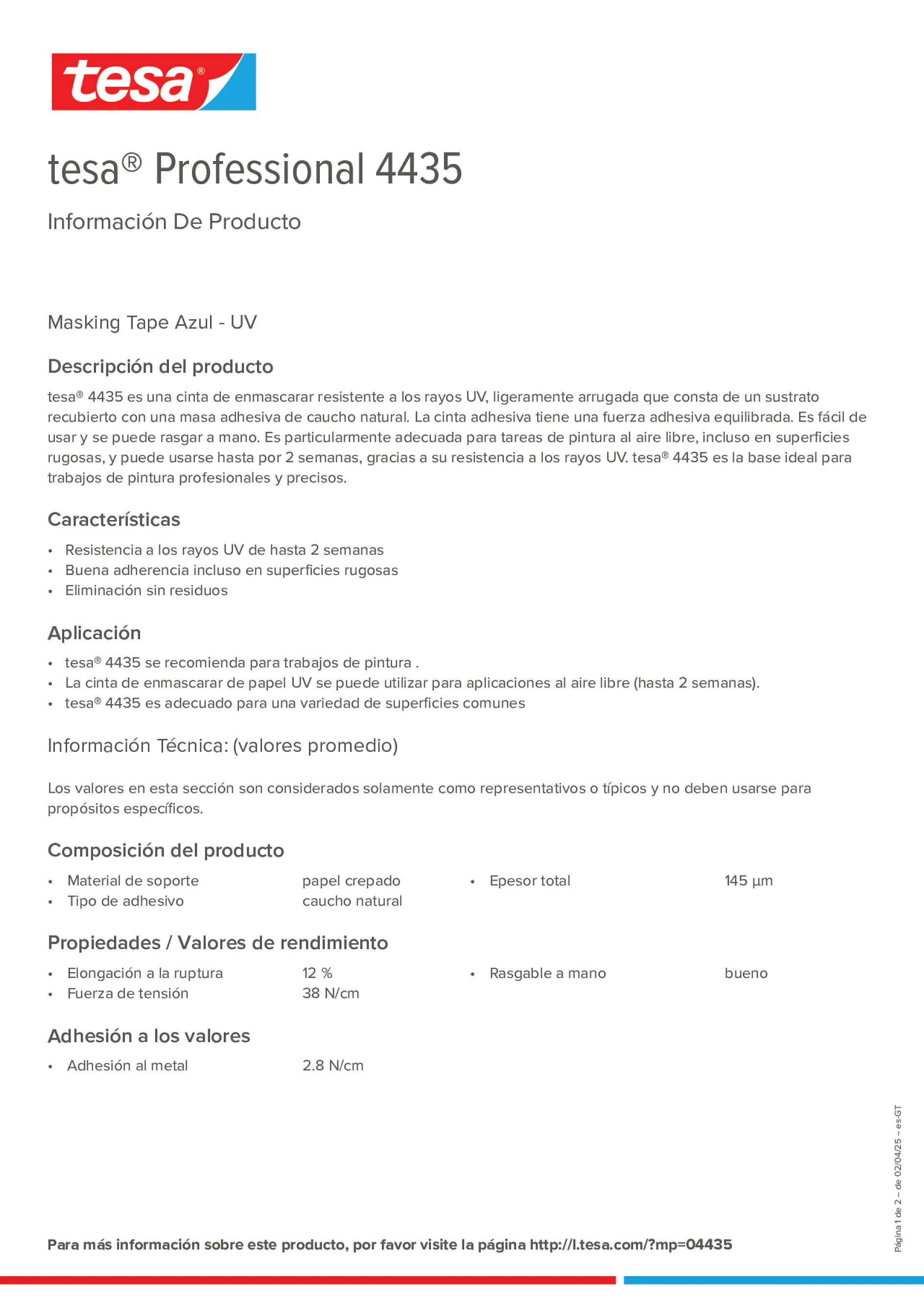 Product information_tesa® Professional 04435_es-GT