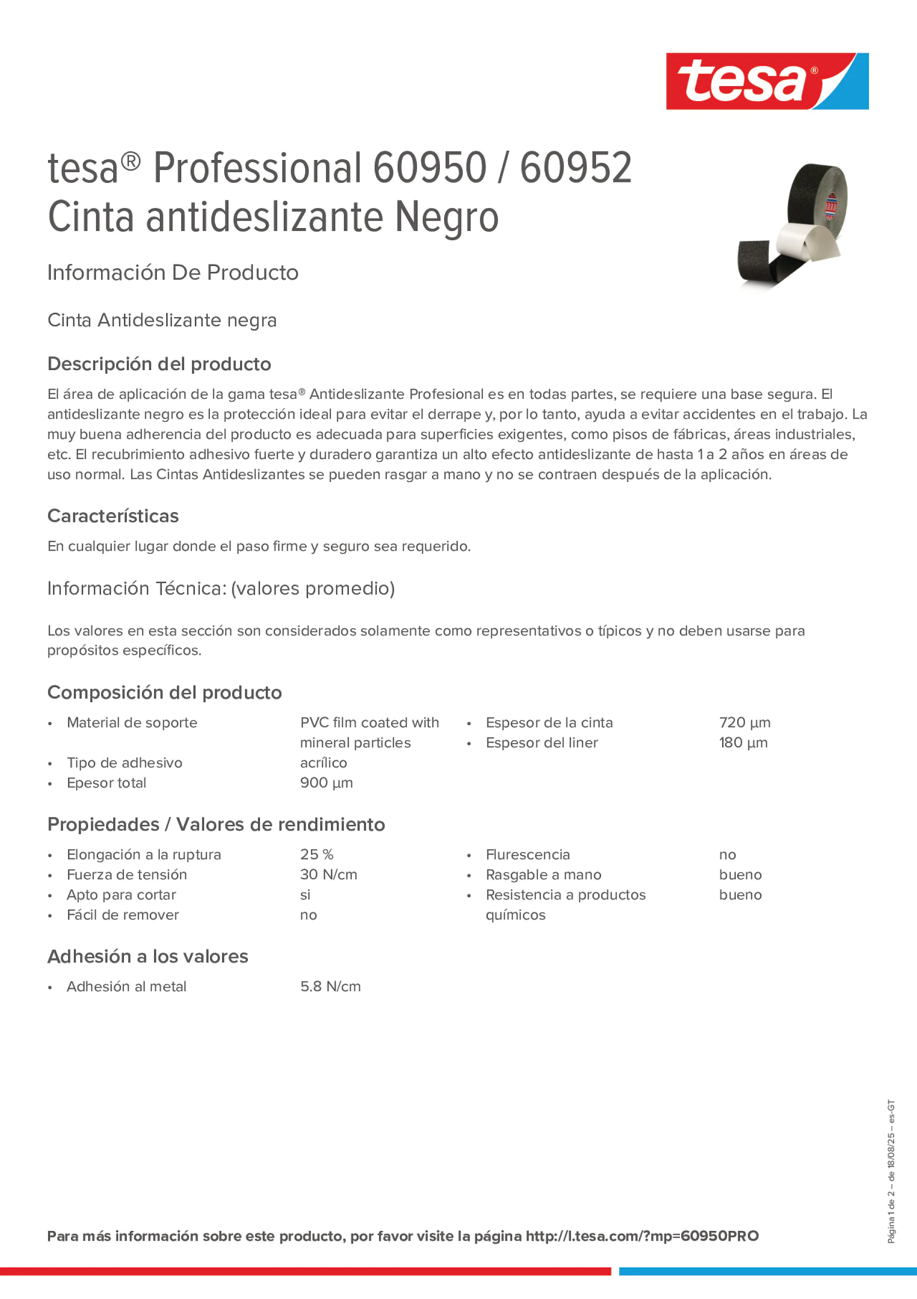 Product information_tesa® Professional 60950 / 60952_es-GT