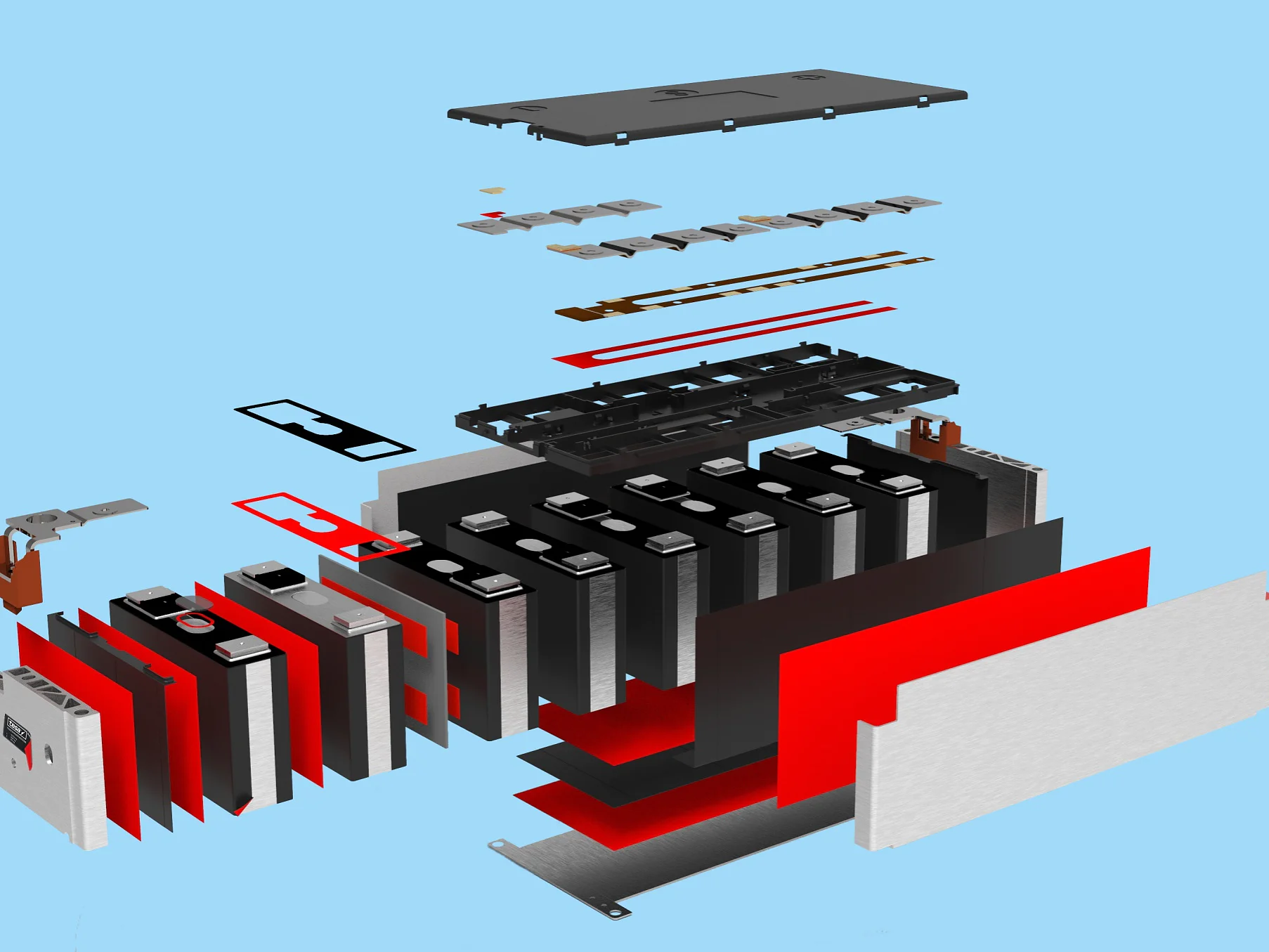 Battery module with PTC heating or liquid cooling plate