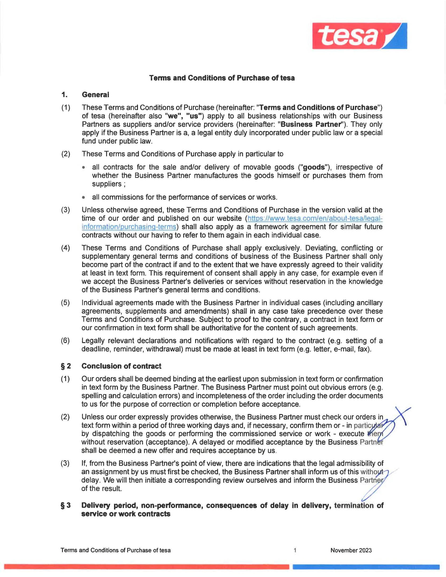 Terms and conditions of Purchase -English VF2 Nov 2023 Terms and conditions of Purchase -English VF2 Nov 2023