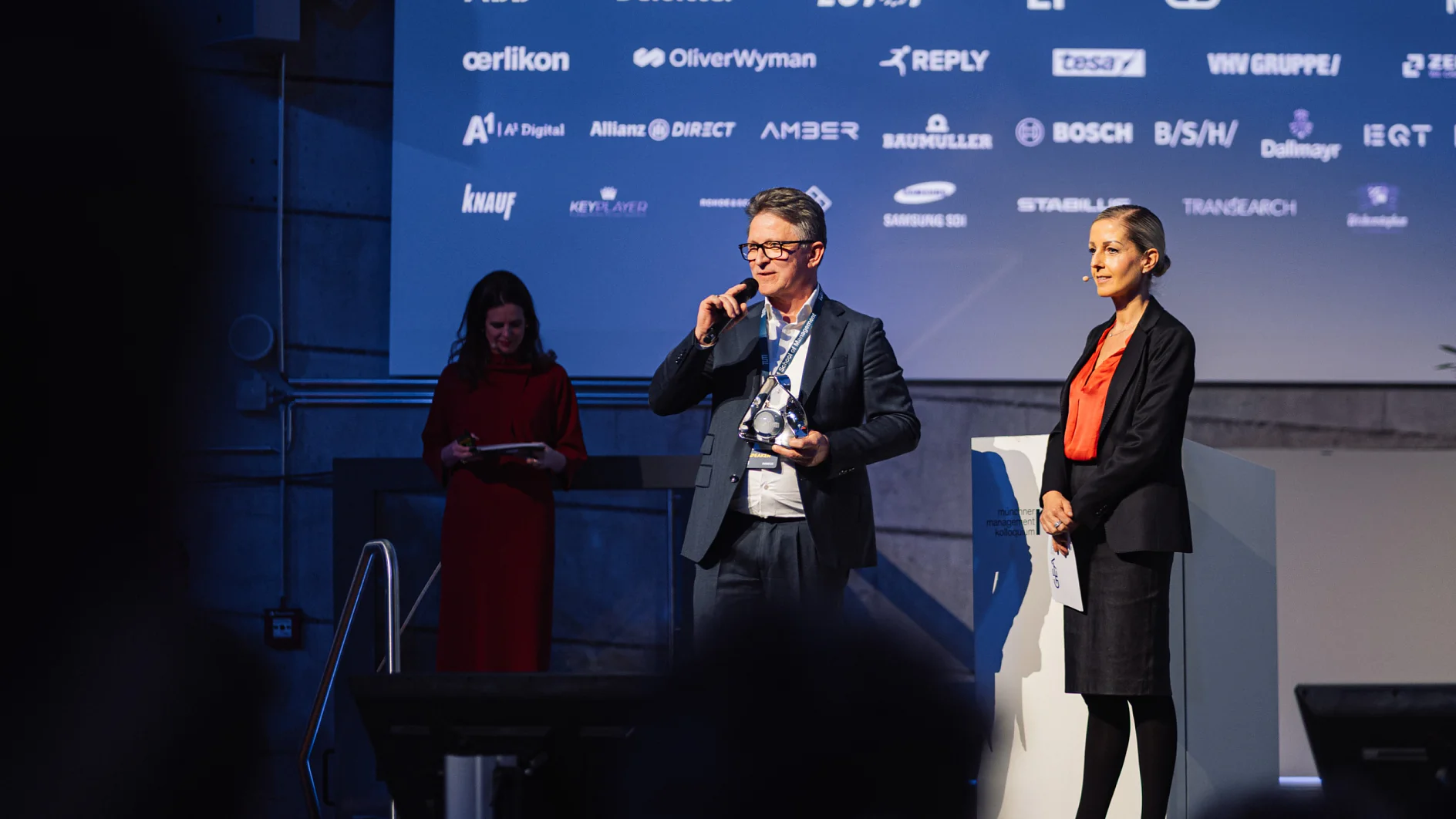 CEO Dr. Norman Goldberg accepts the MMK Award of Excellence in the "Sustainable Engineering" category for tesa's "Debonding on Demand" technology.