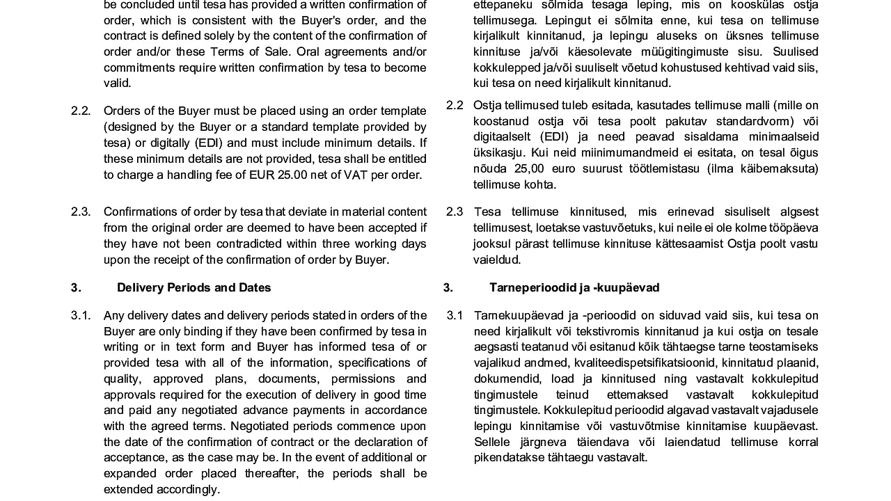 Terms and Conditions of Sale and Delivery (EN/ET) – tesa tape UAB