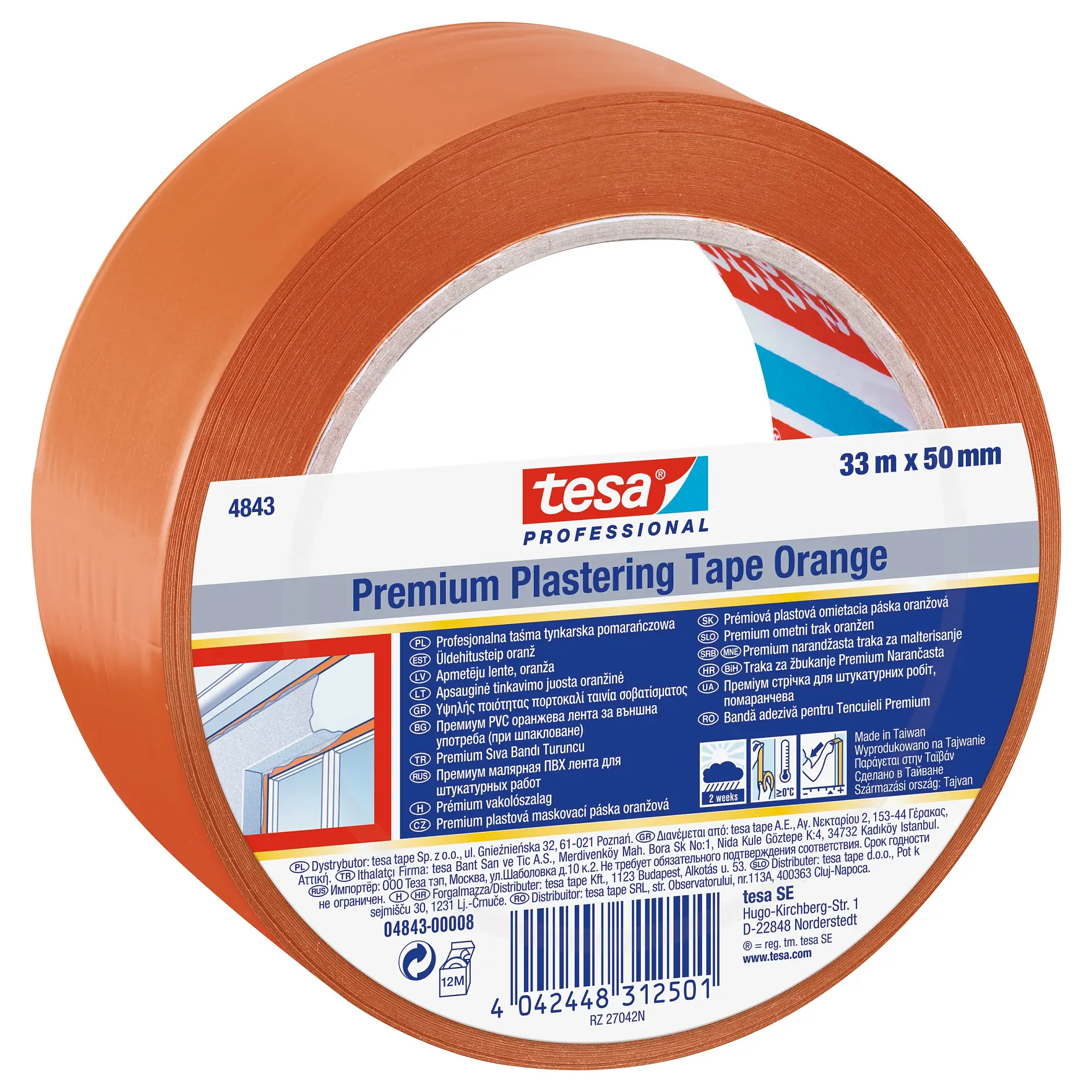 [en-en] tesa Premium Professional plastering tape 33mx50mm, Orange, LI402