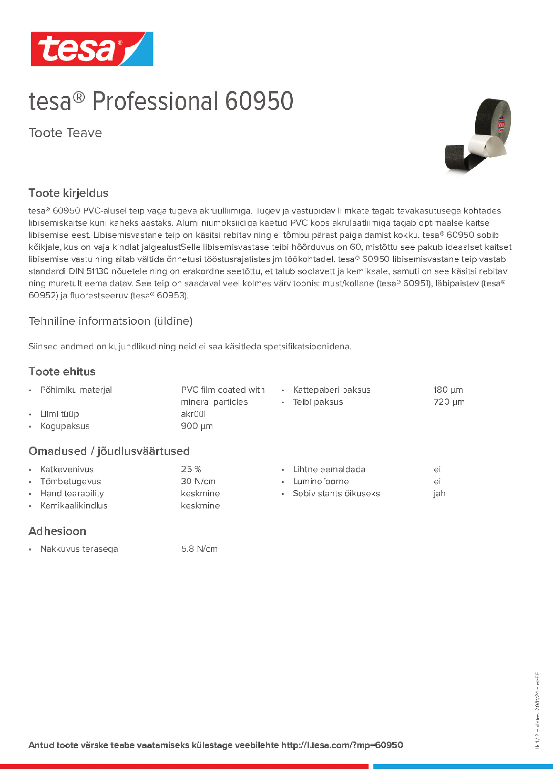Product information_tesa® Professional 60950_et-EE