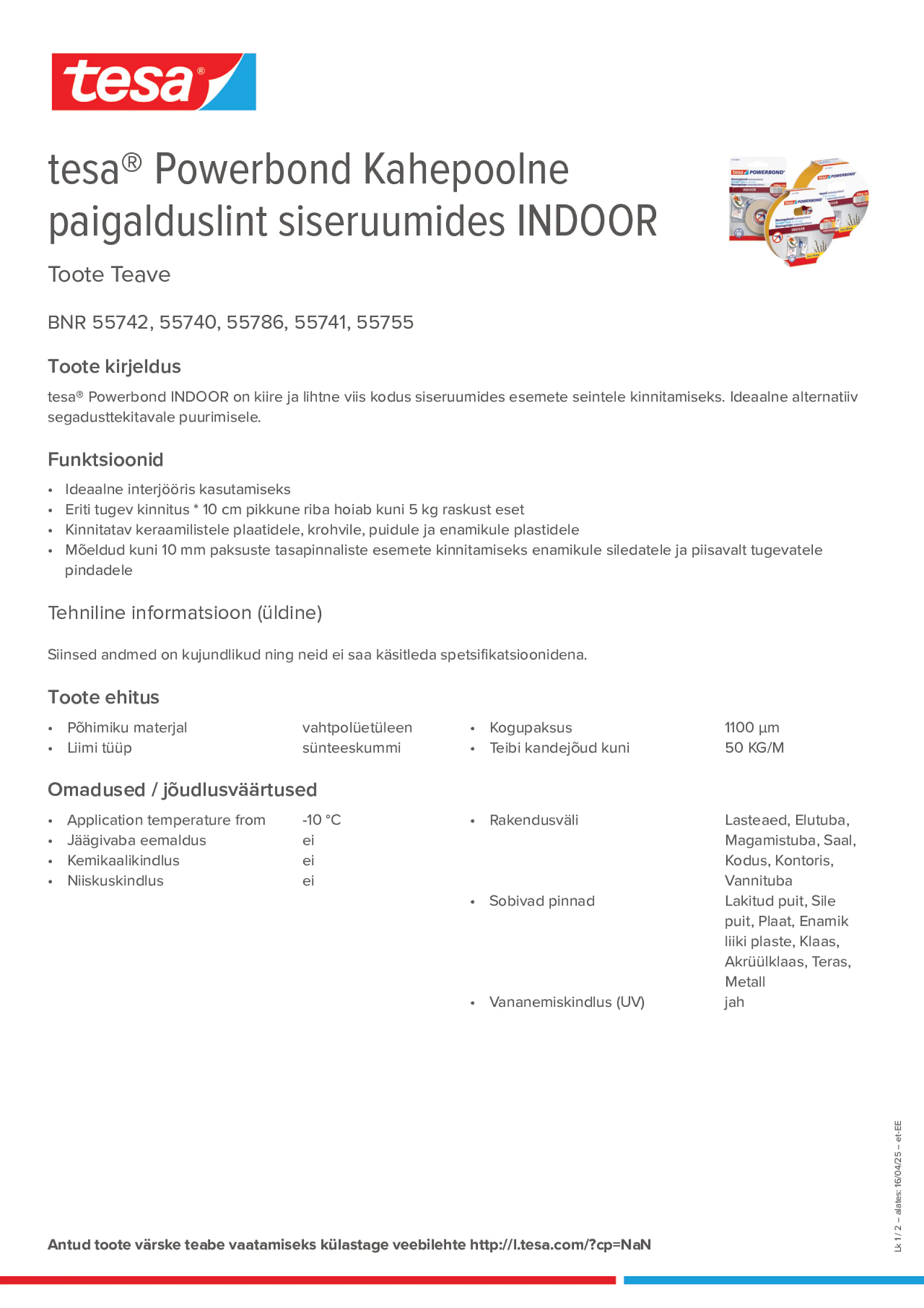Product information_tesa® Powerbond 55740_et-EE