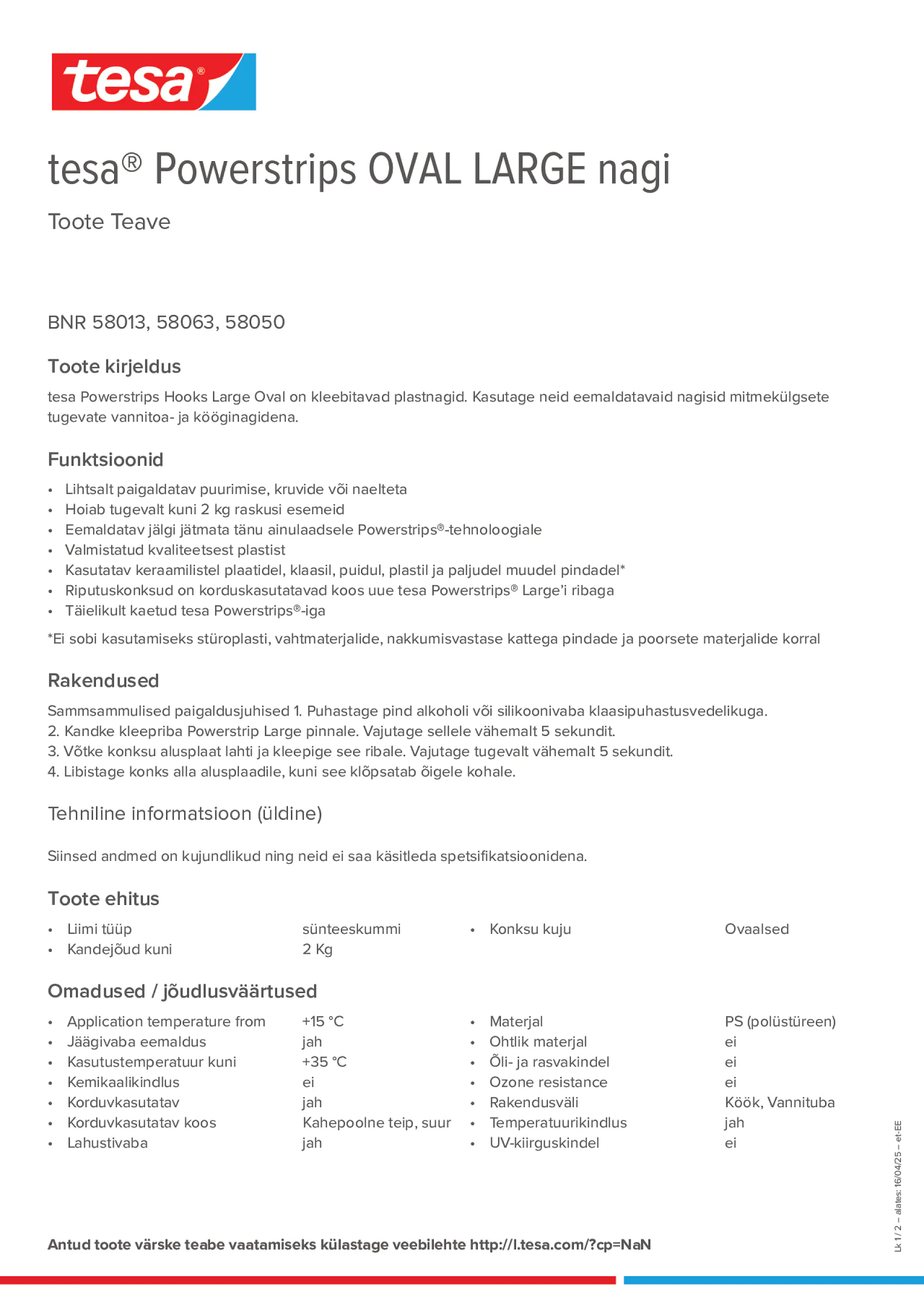 Product information_tesa® Powerstrips 58050_et-EE