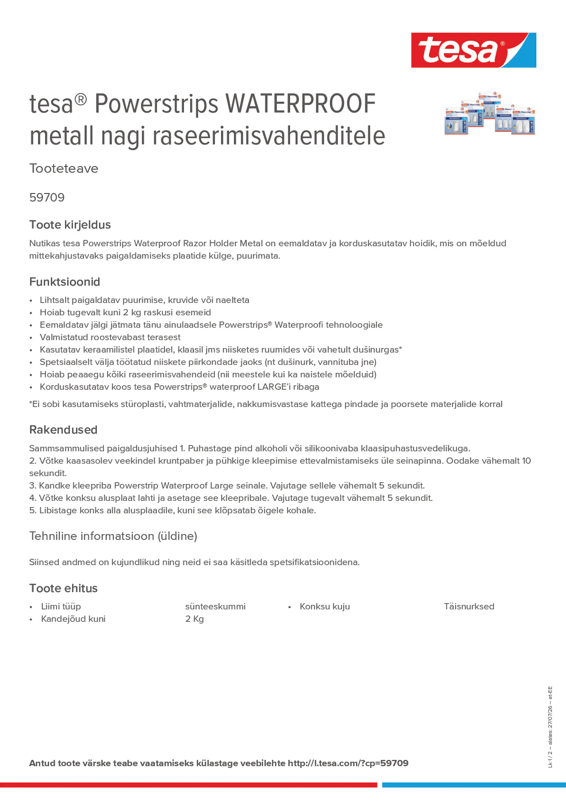 Product information_tesa® Powerstrips 59709_et-EE