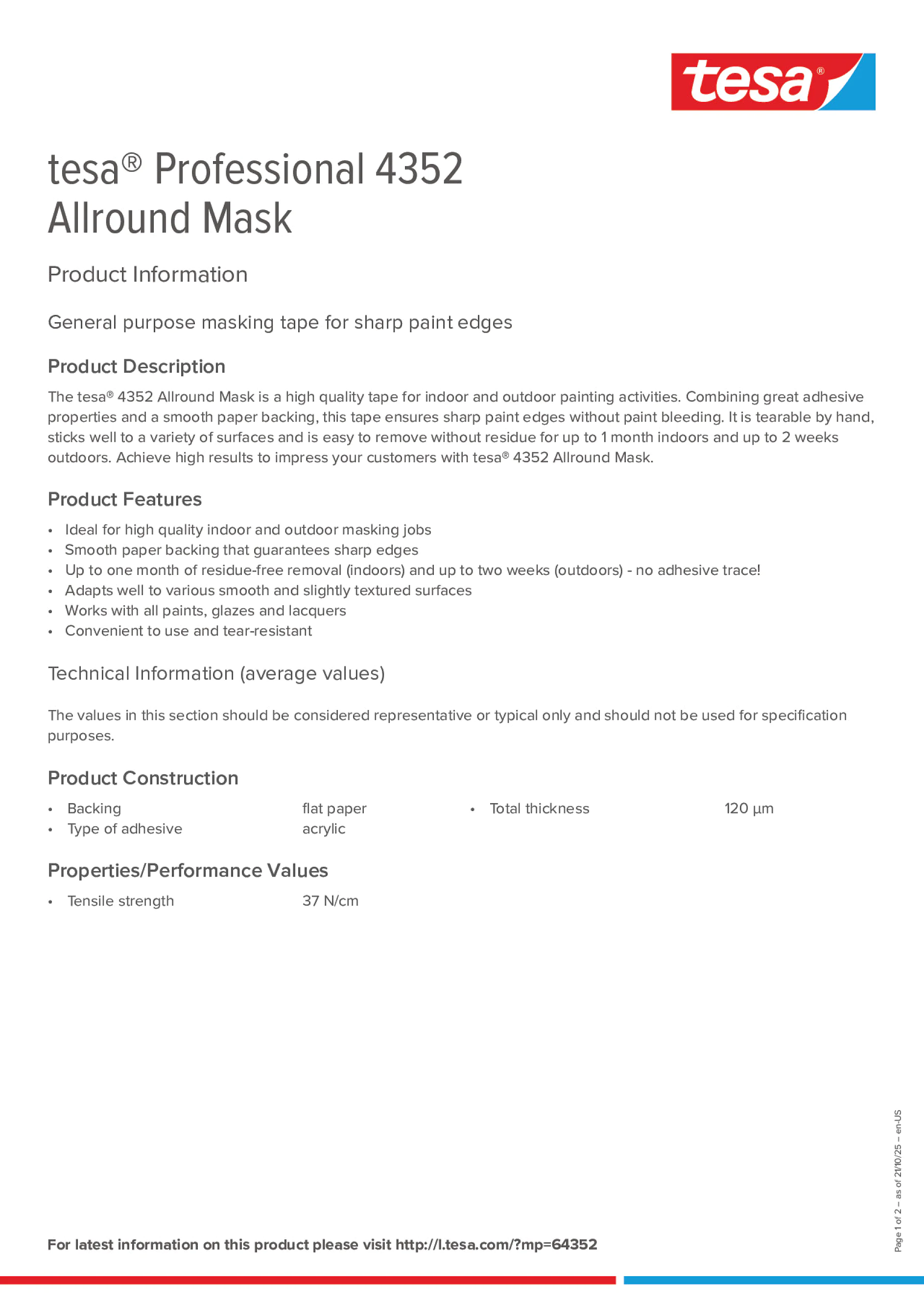 Product information_tesa® Professional 04352_en