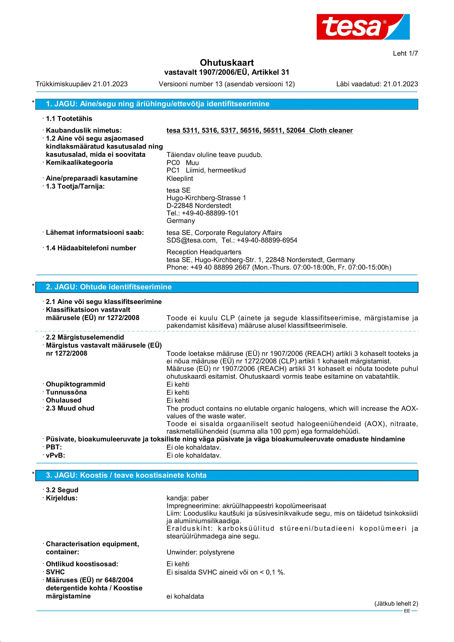 Safety data sheet_tesa® 5317_et-EE_v13