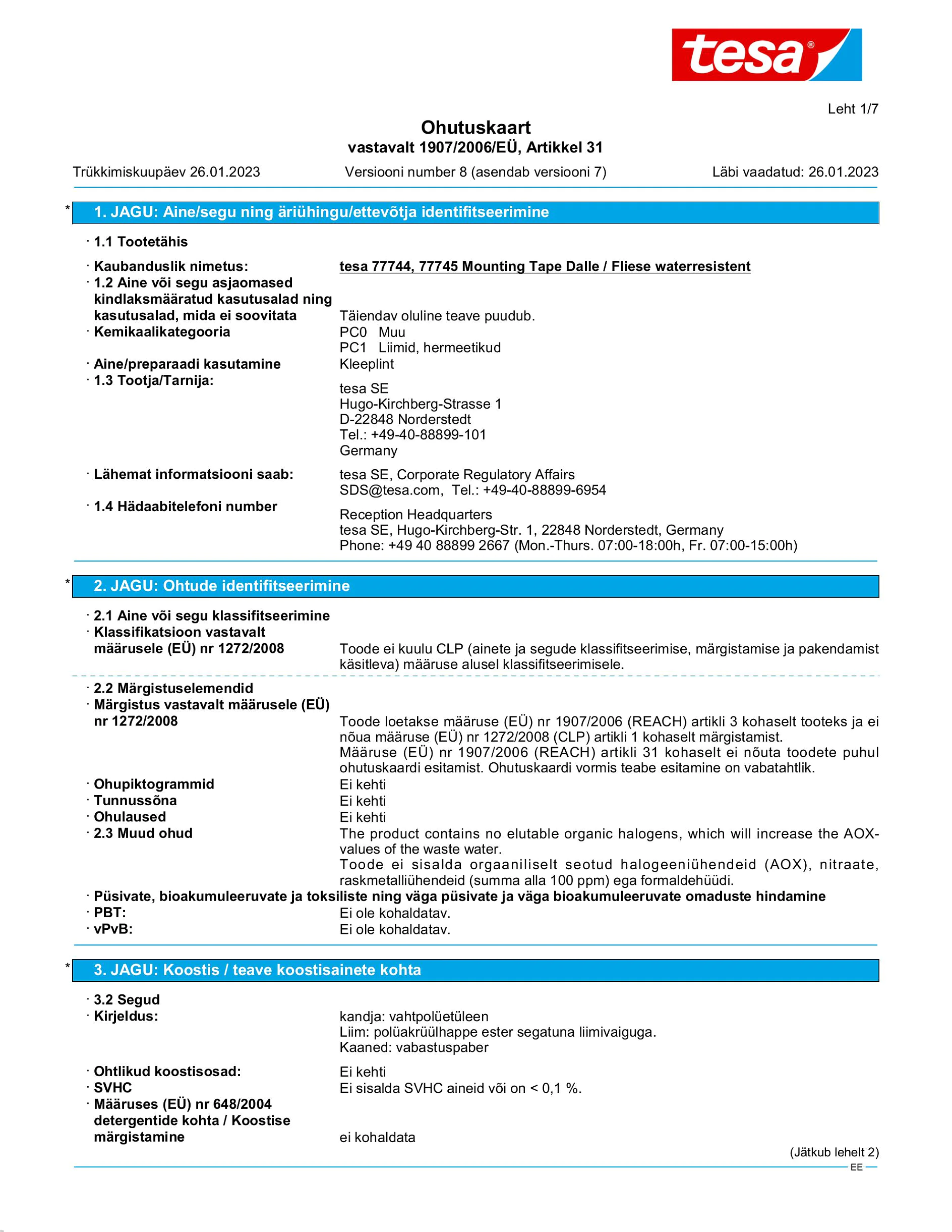 Safety data sheet_tesa® 77744_et-EE_v8