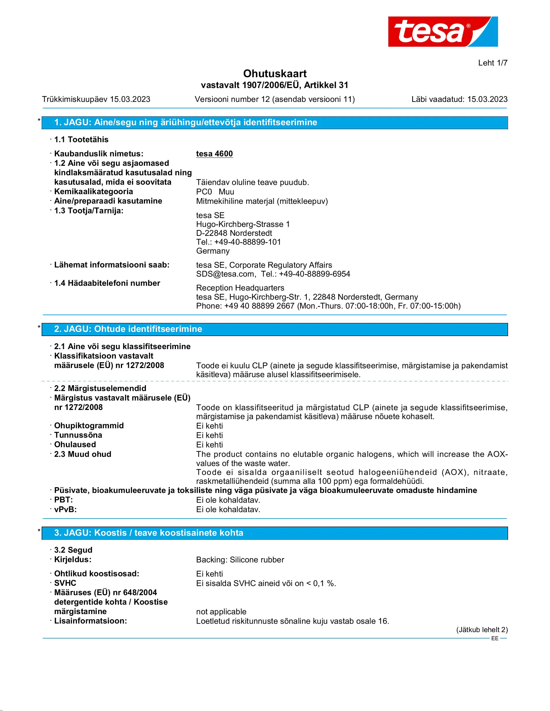 Safety data sheet_tesa® 04600_et-EE_v12