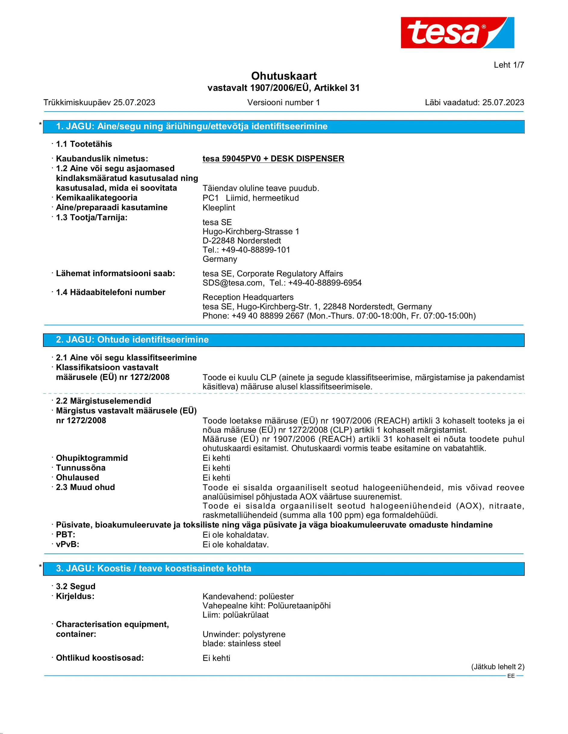 Safety data sheet_tesafilm® 59045_et-EE_v1