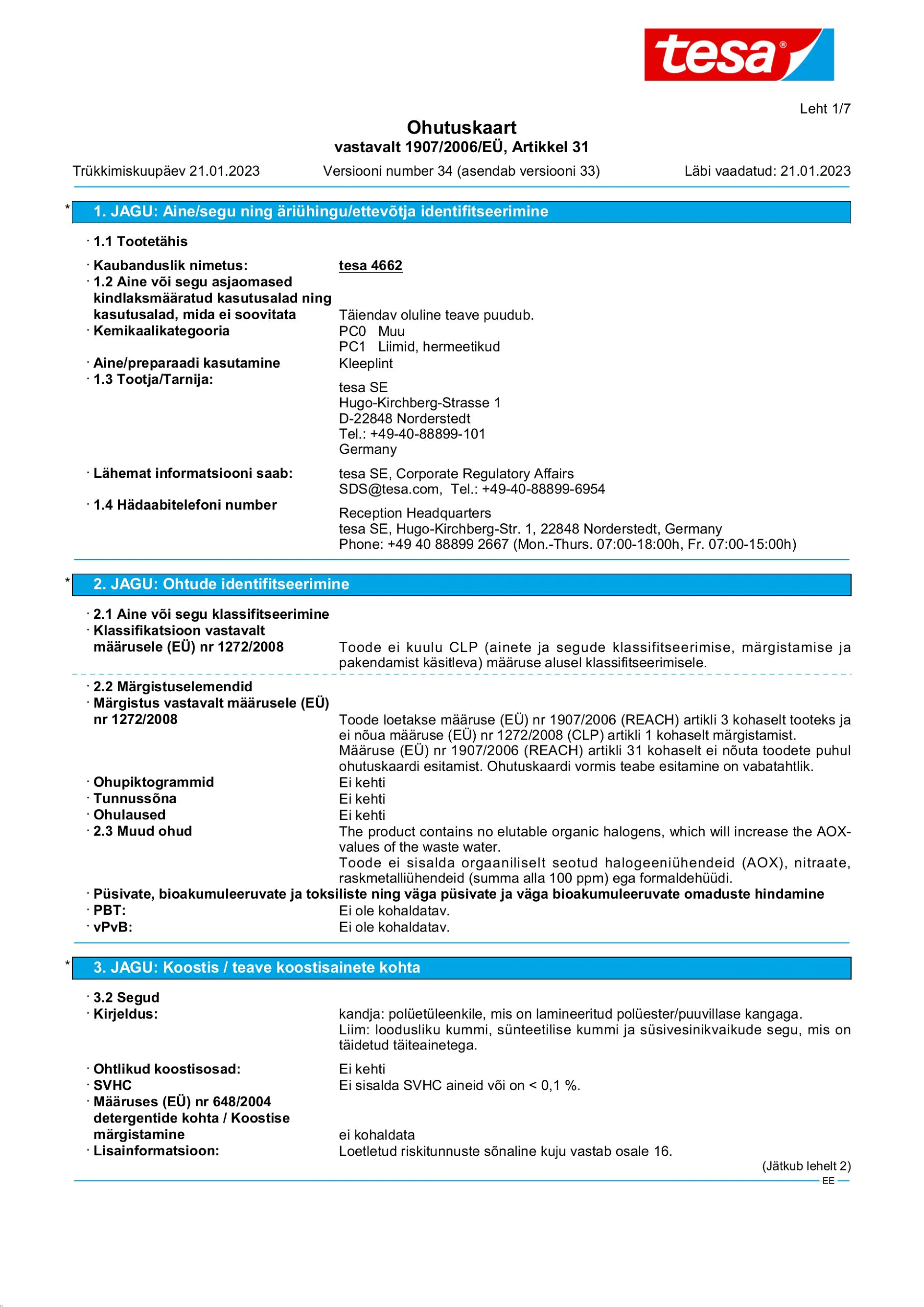 Safety data sheet_tesa® Professional 4662_et-EE_v34
