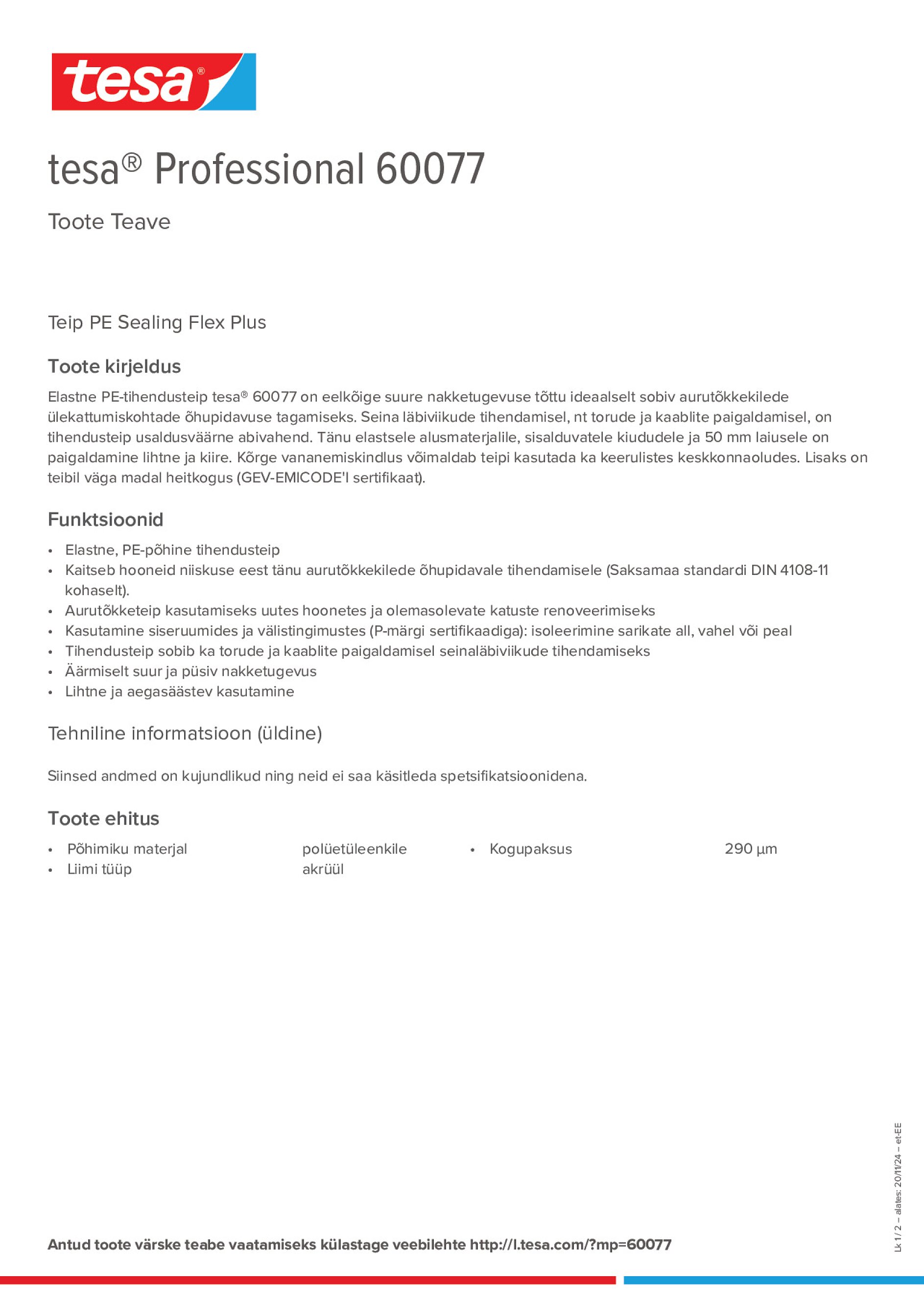 Product information_tesa® Professional 60077_et-EE