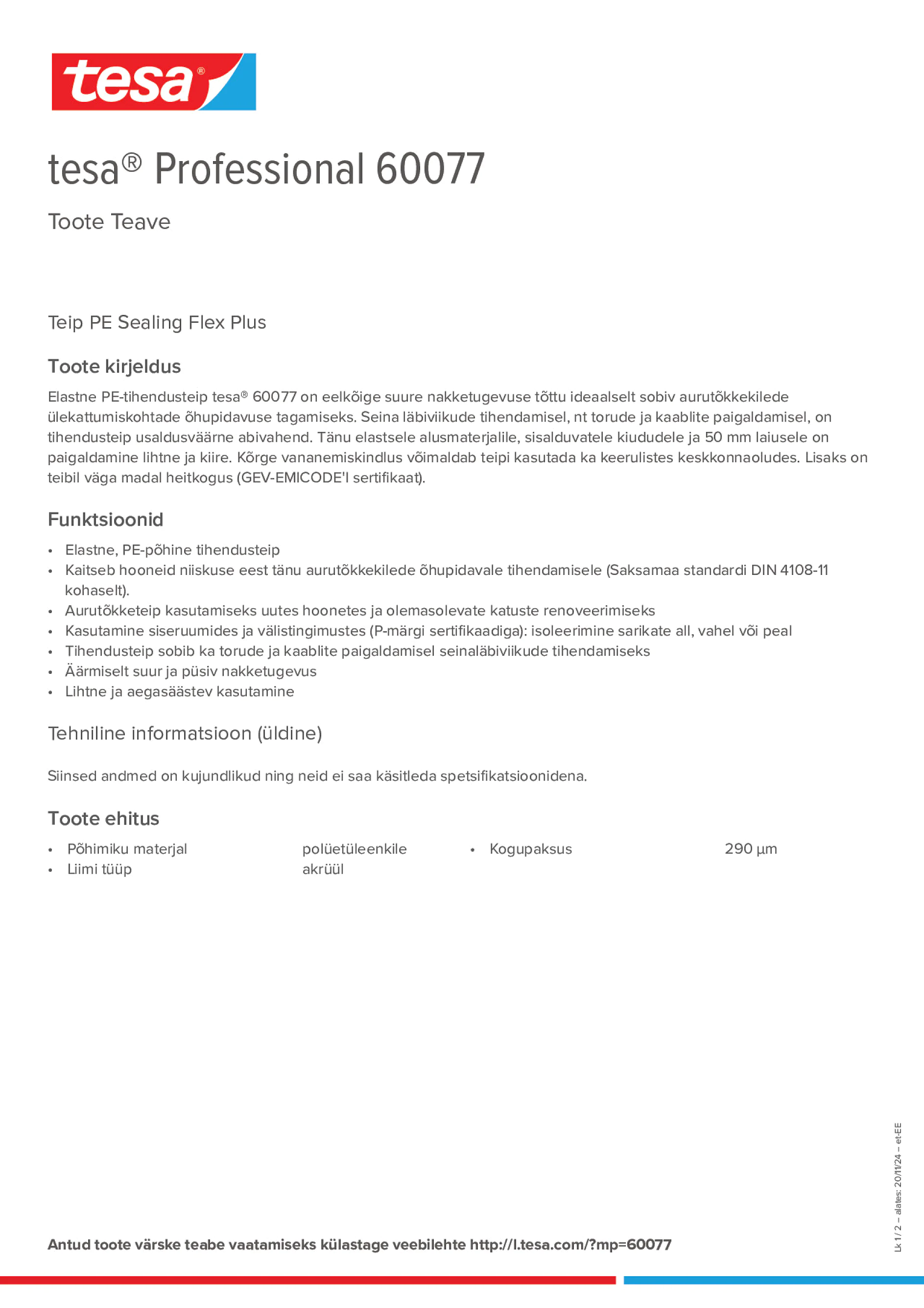 Product information_tesa® Professional 60077_et-EE