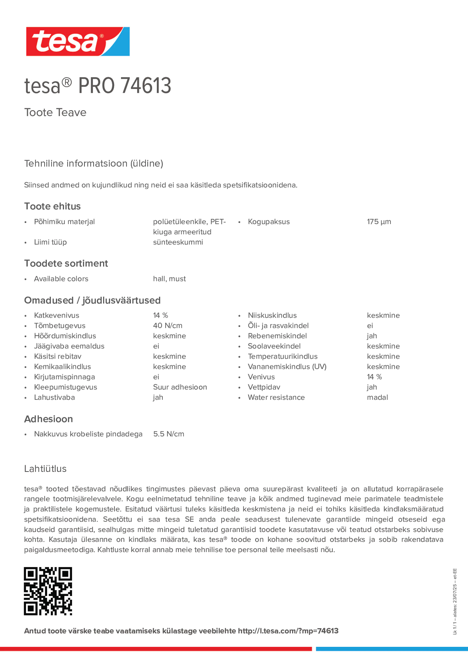 Product information_tesa® PRO 74613_et-EE
