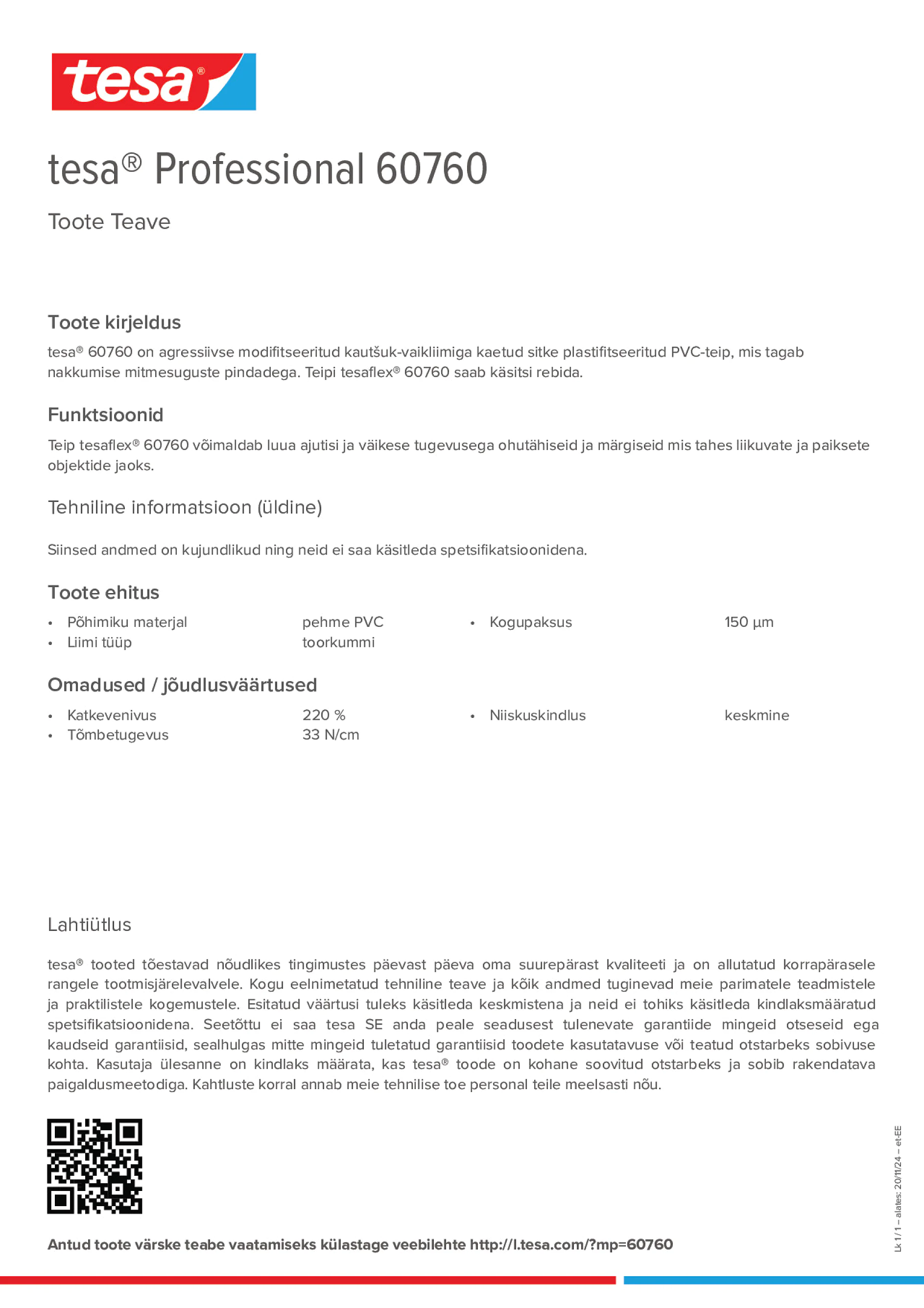 Product information_tesa® Professional 60760_et-EE