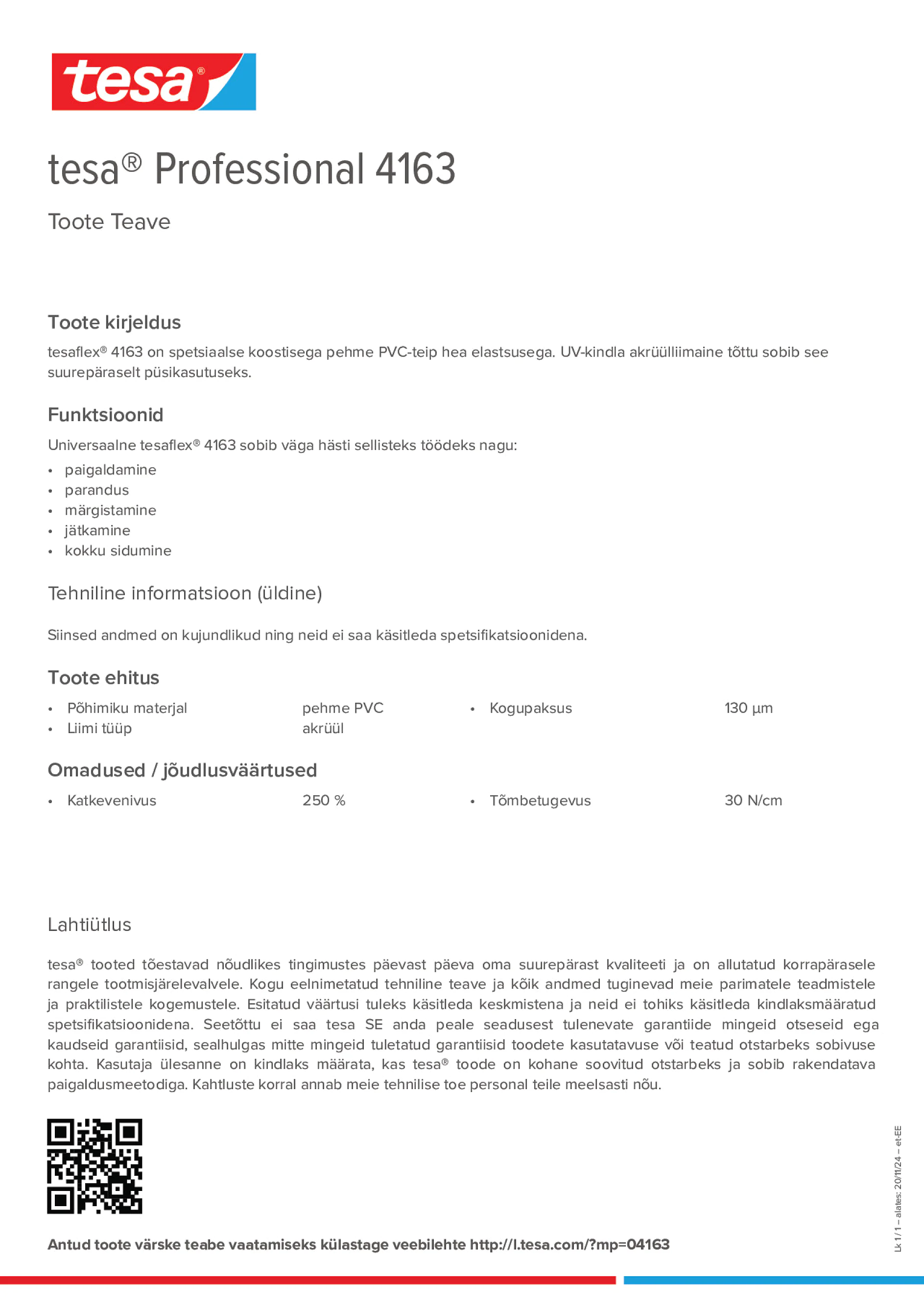 Product information_tesa® Professional 04163_et-EE