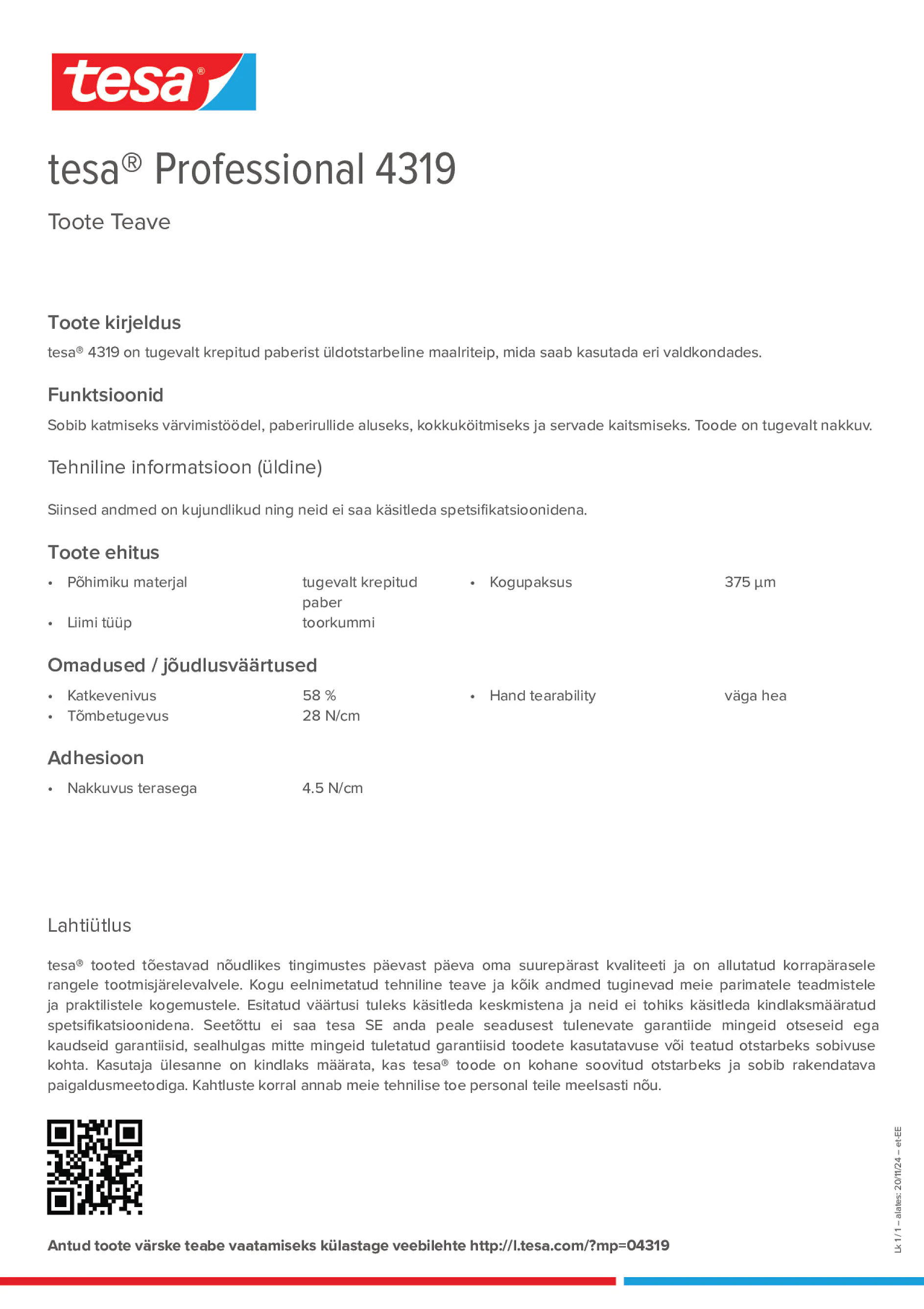 Product information_tesa® Professional 04319_et-EE
