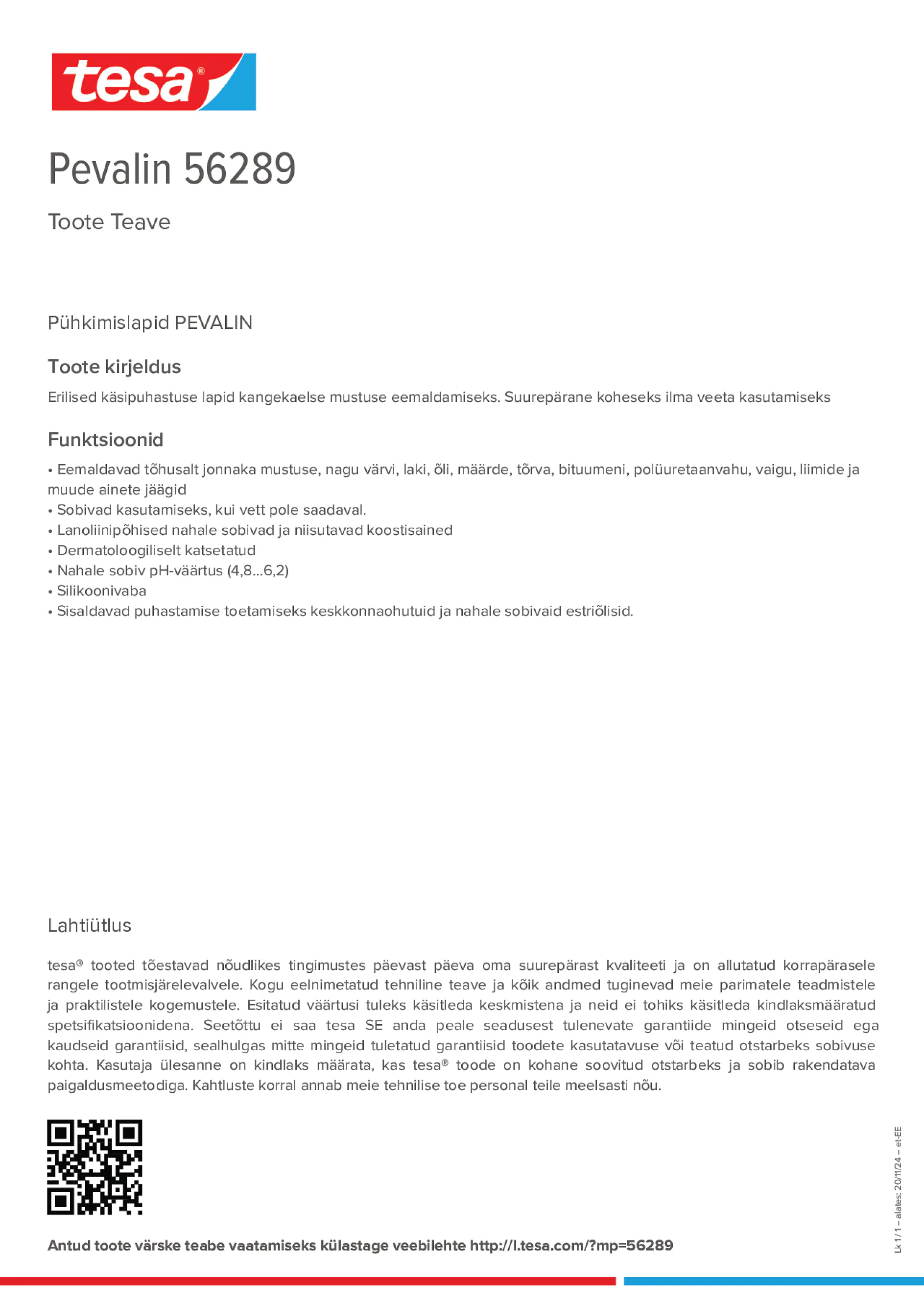 Product information_Pevalin 56289_et-EE