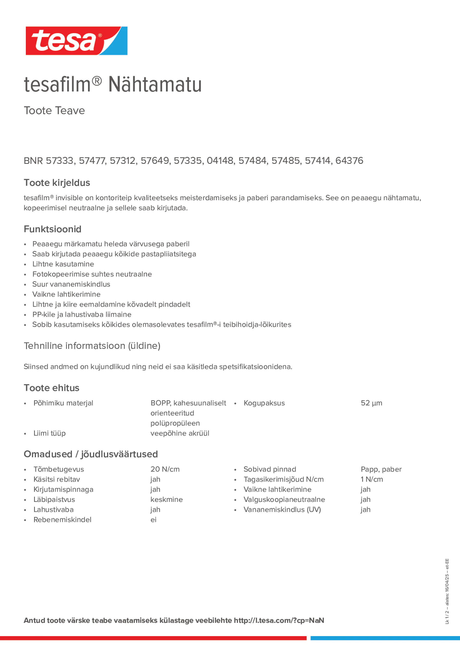 Product information_tesafilm® 57312_et-EE
