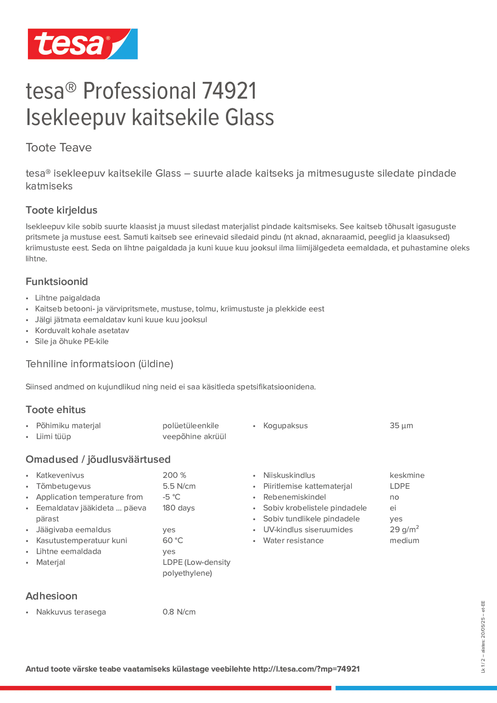 Product information_tesa® Professional 74921_et-EE