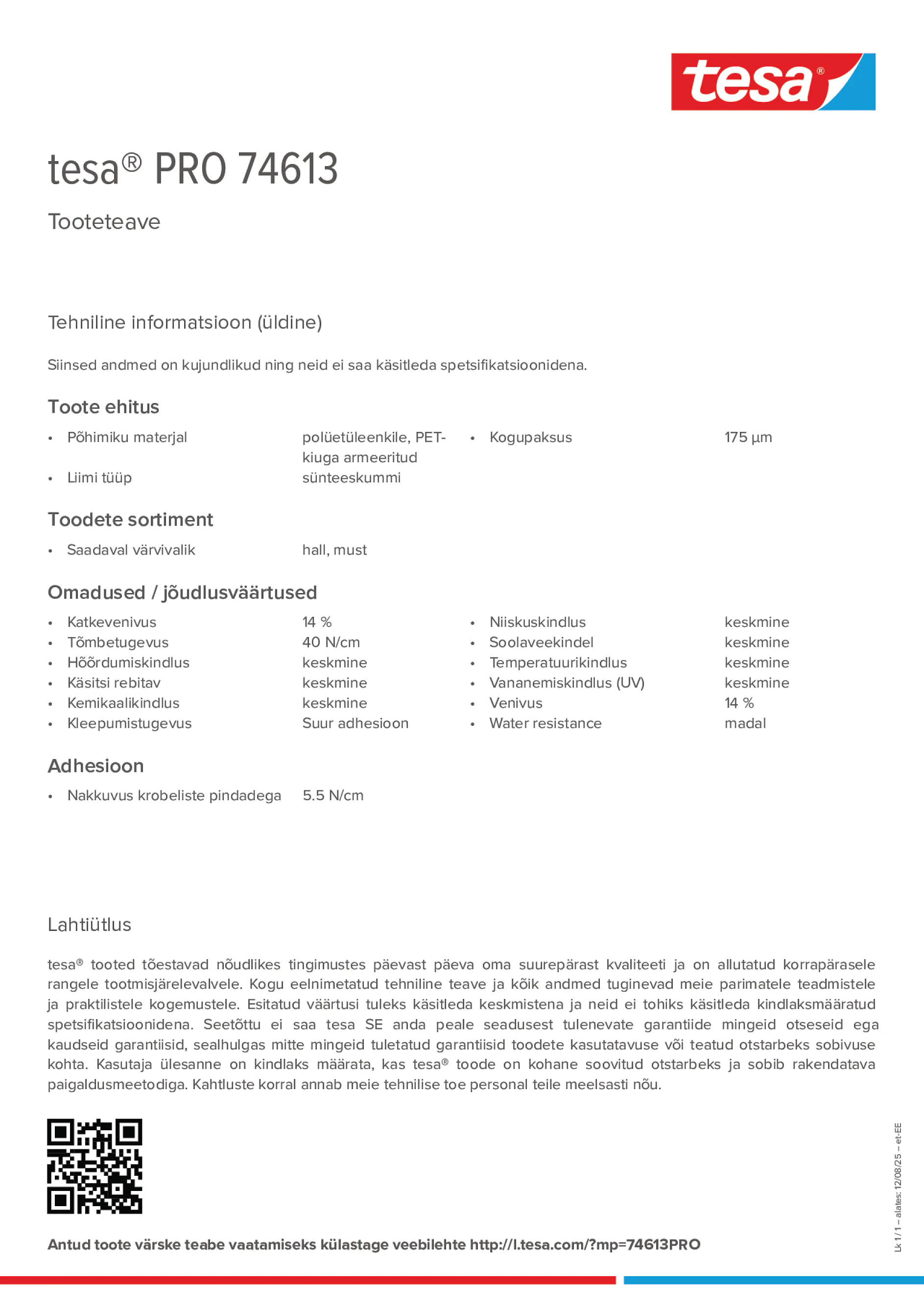 Product information_tesa® PRO 74613_et-EE