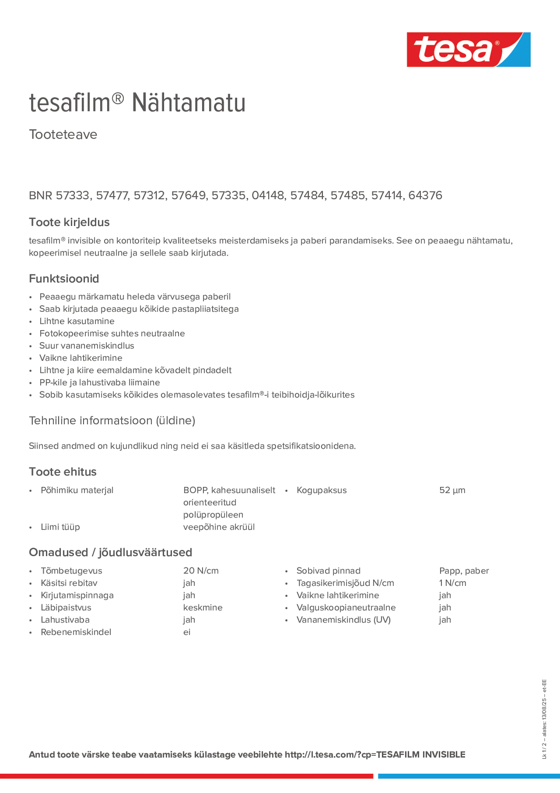 Product information_tesafilm® 57312_et-EE