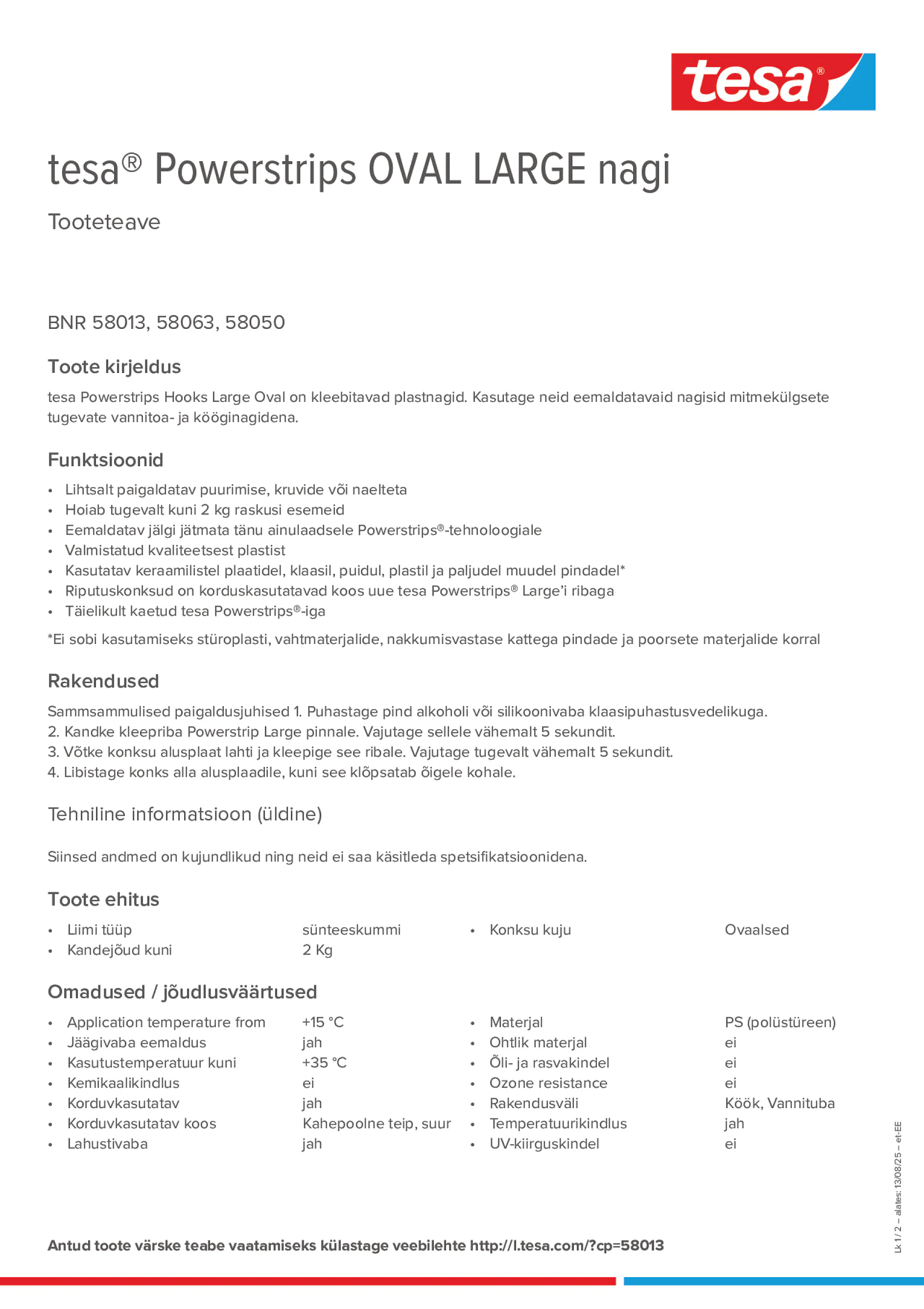 Product information_tesa® Powerstrips 58050_et-EE