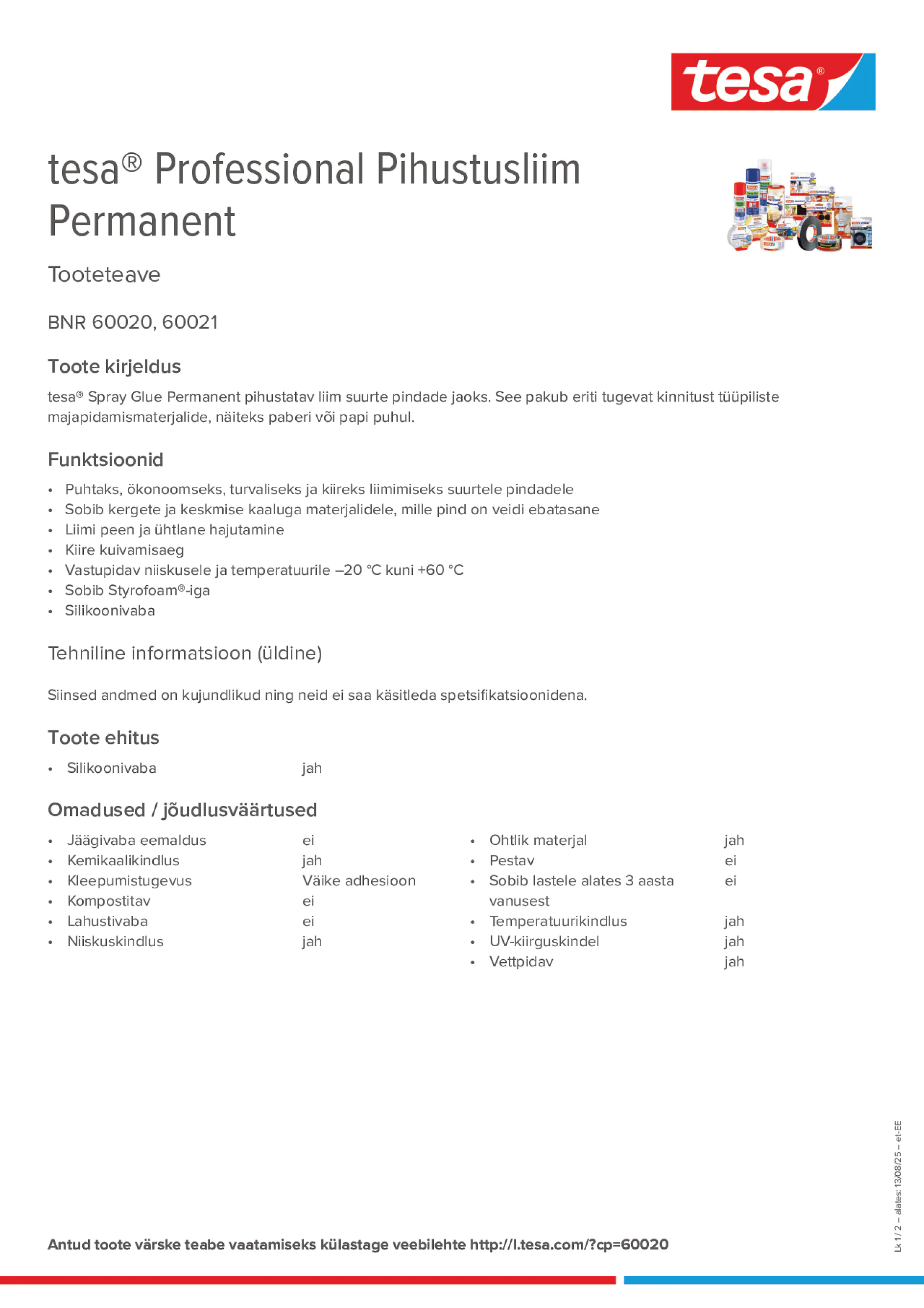 Product information_tesa® Professional 60020 / 60021_et-EE