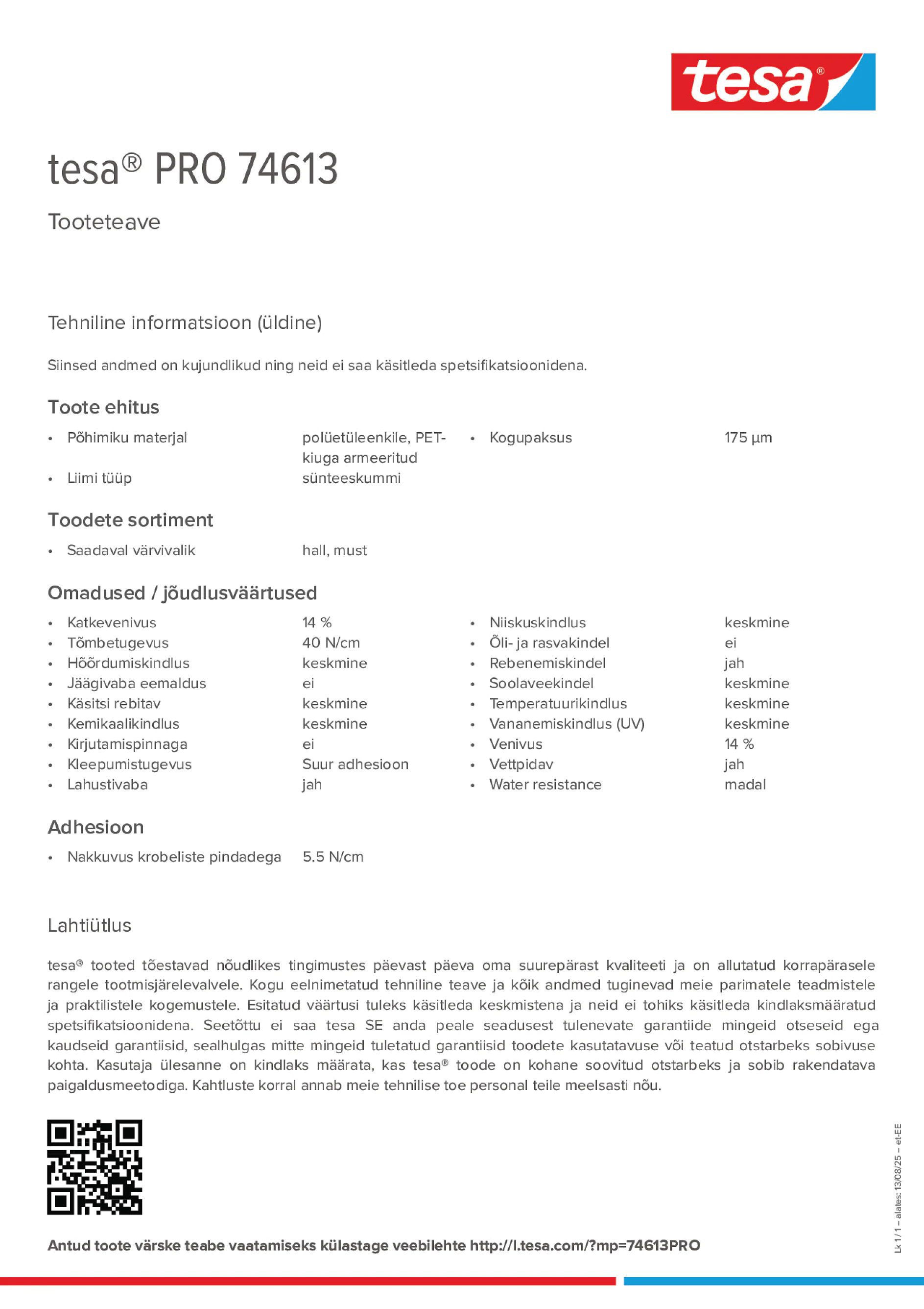 Product information_tesa® PRO 74613_et-EE