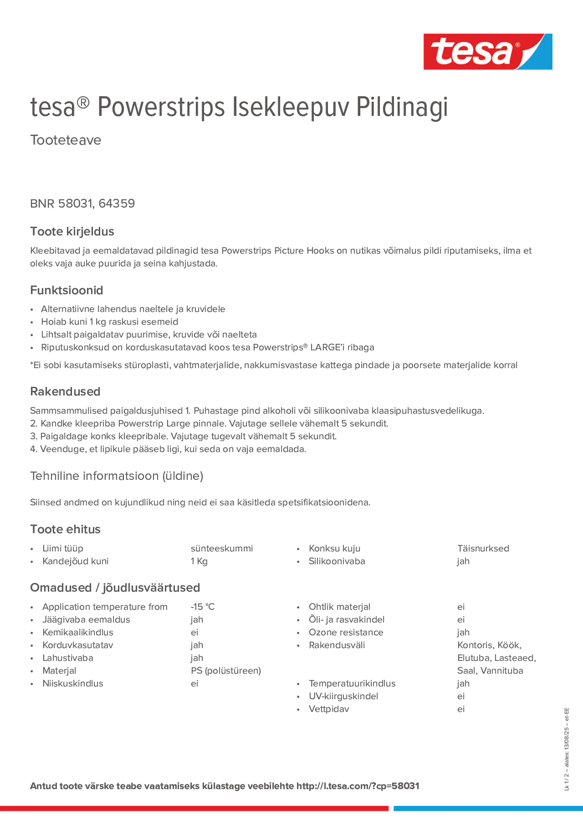 Product information_tesa® Powerstrips 58031_et-EE