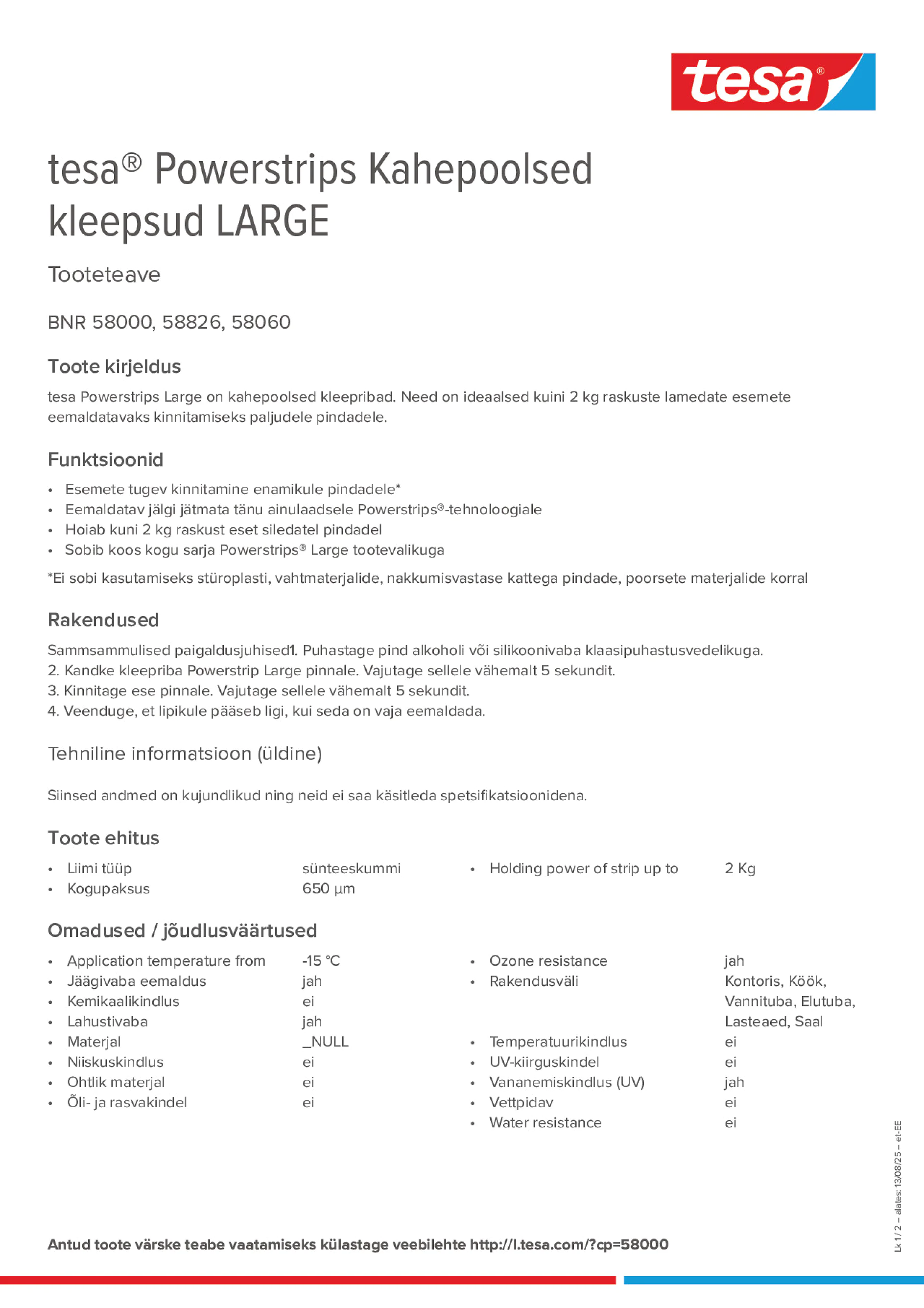 Product information_tesa® Powerstrips 58060_et-EE