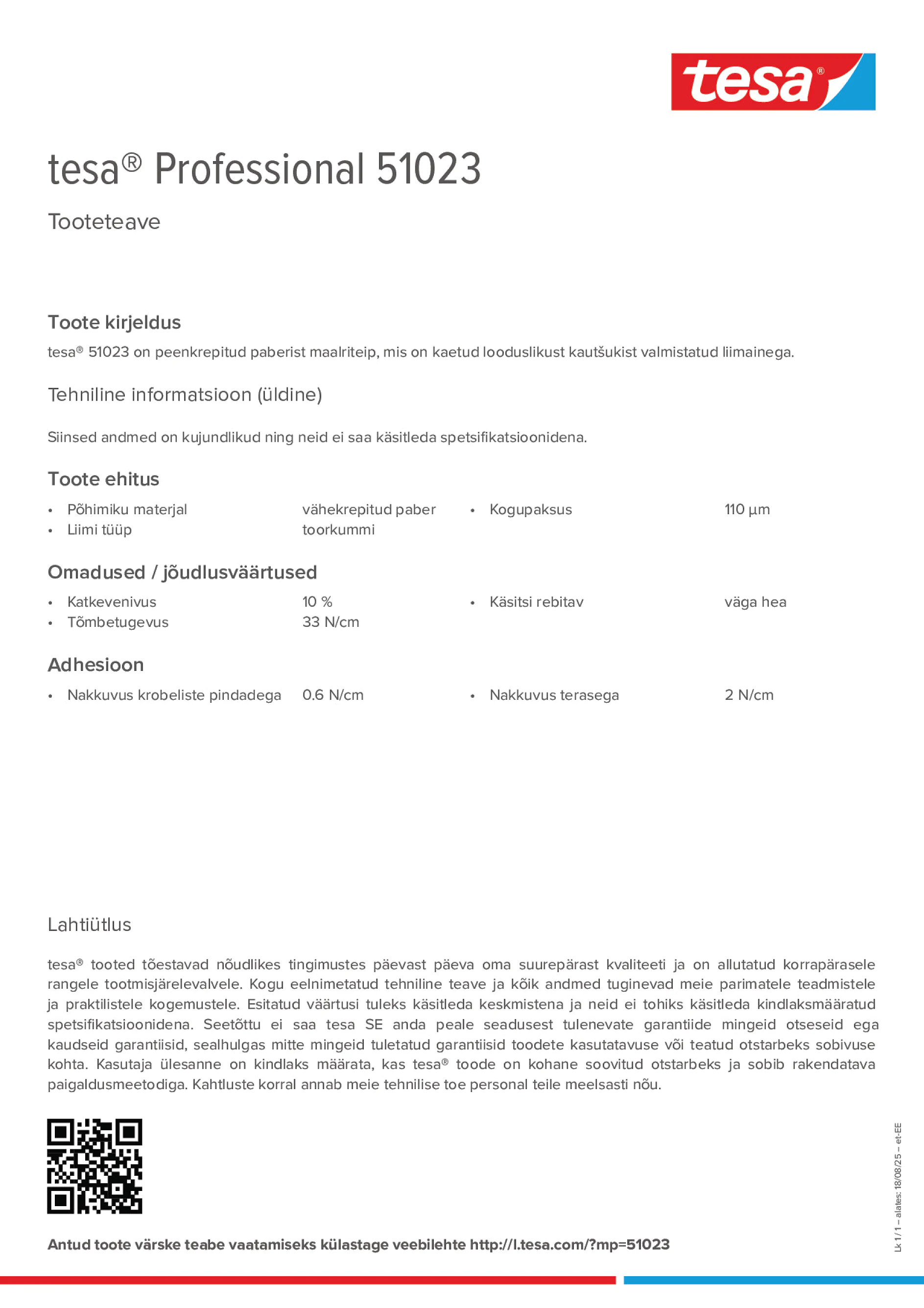 Product information_tesa® Professional 51023_et-EE