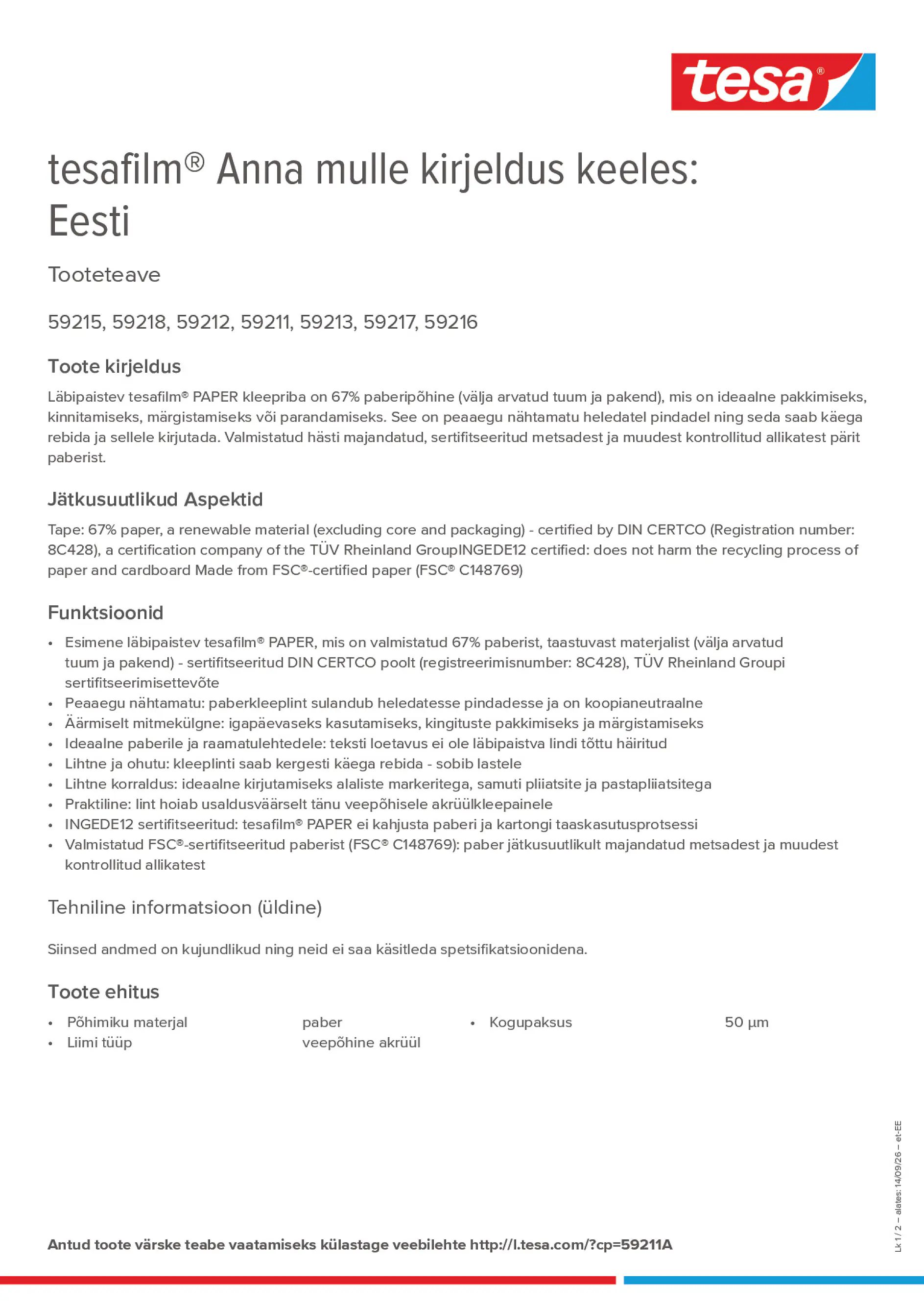 Product information_tesafilm® 59211A_et-EE