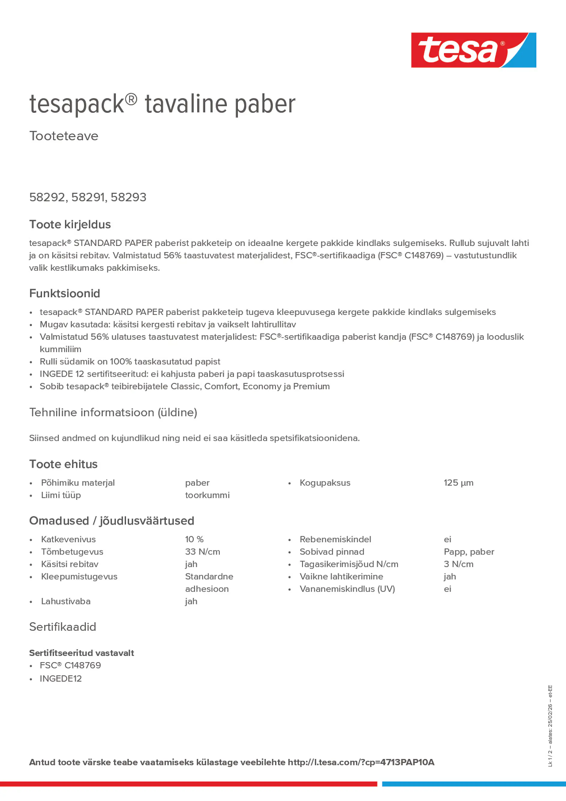 Product information_tesapack® 4713PAP10A_et-EE