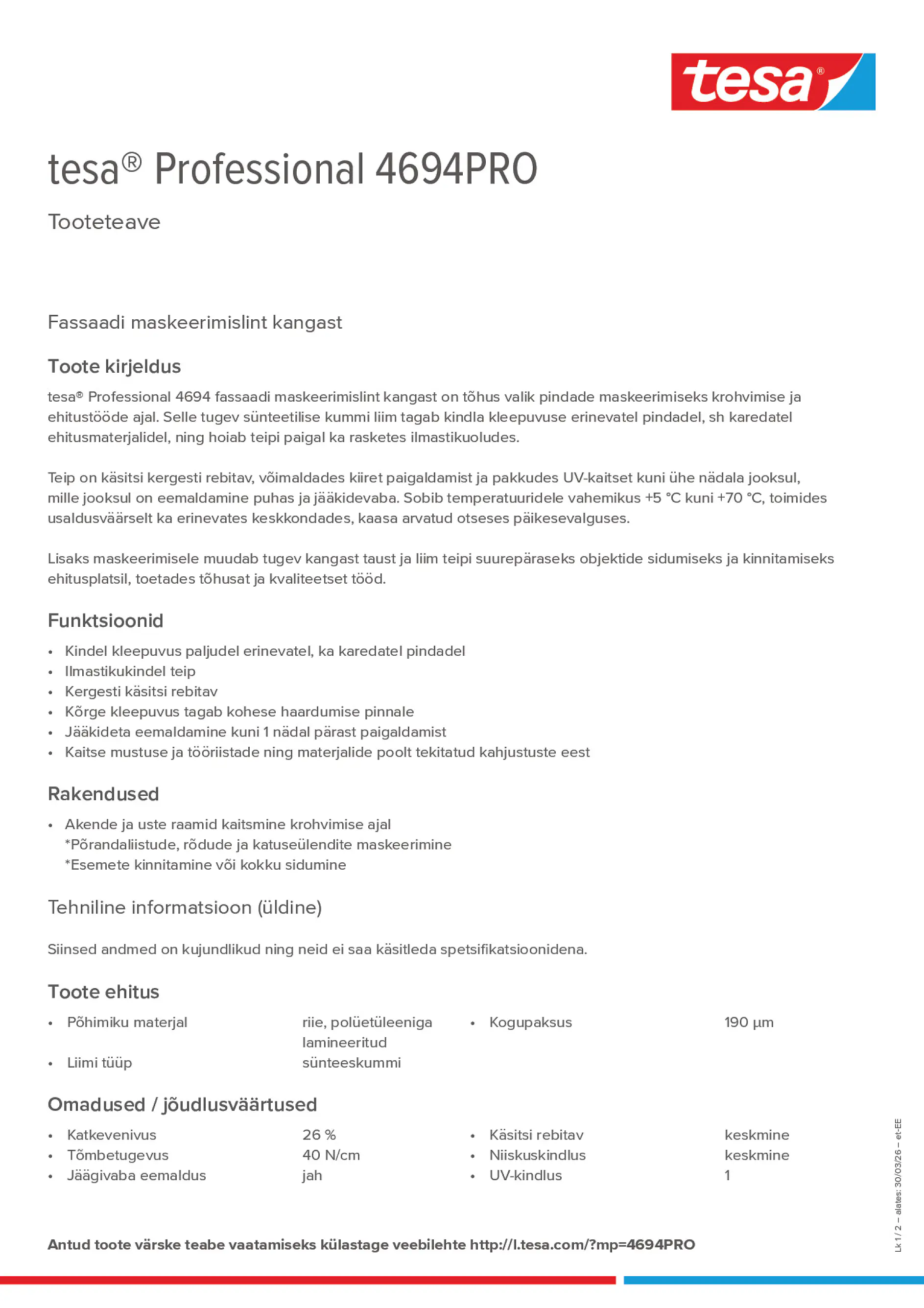 Product information_tesa® Professional 4694PRO_et-EE