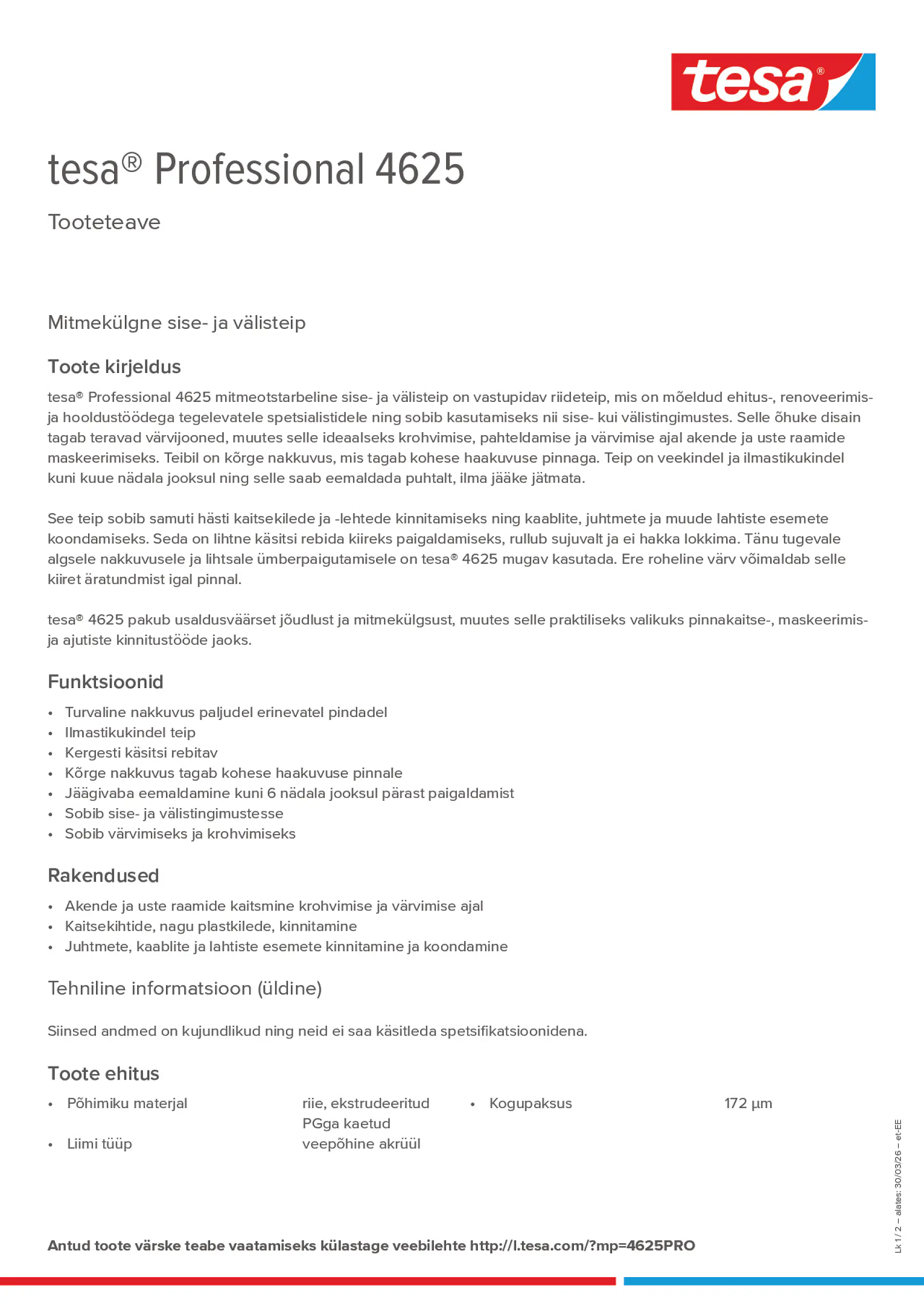 Product information_tesa® Professional 04625_et-EE