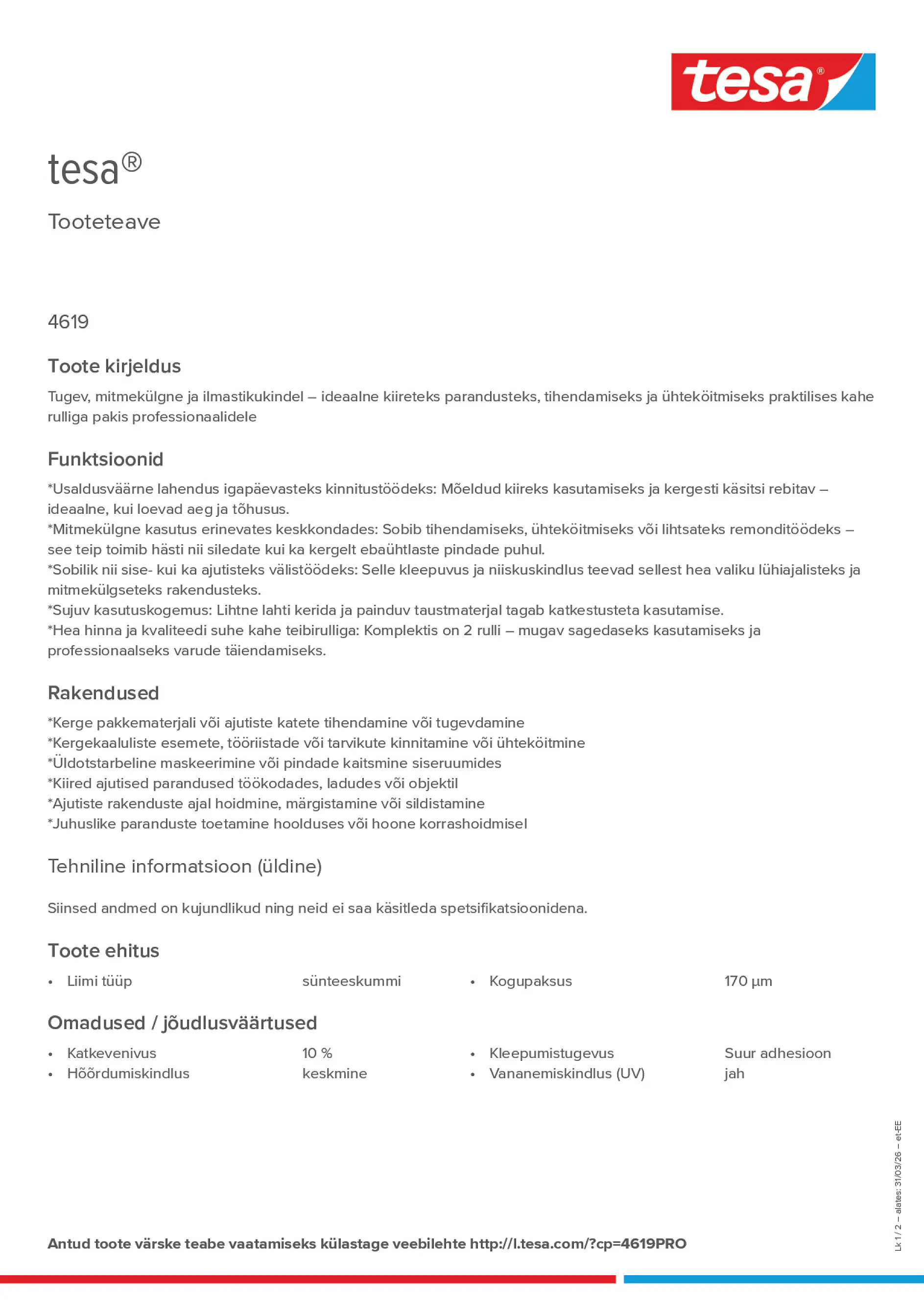 Product information_tesa® 4619PRO_et-EE