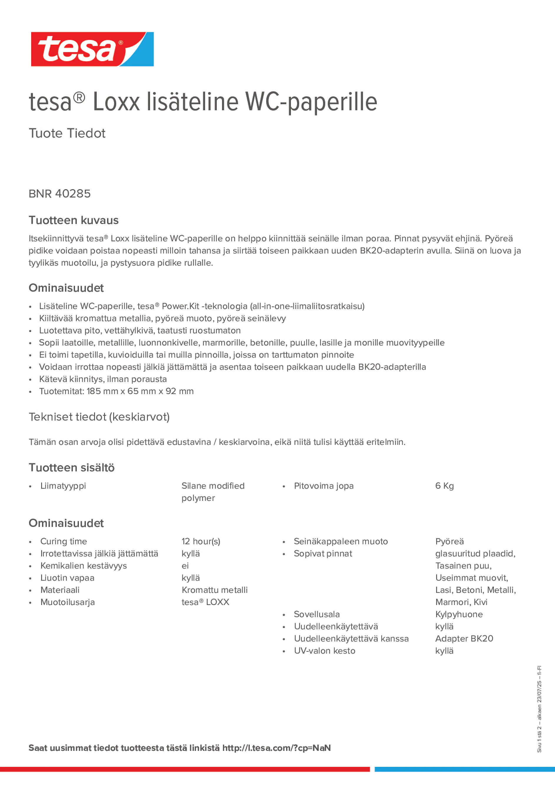 Product information_tesa® 40285_fi-FI