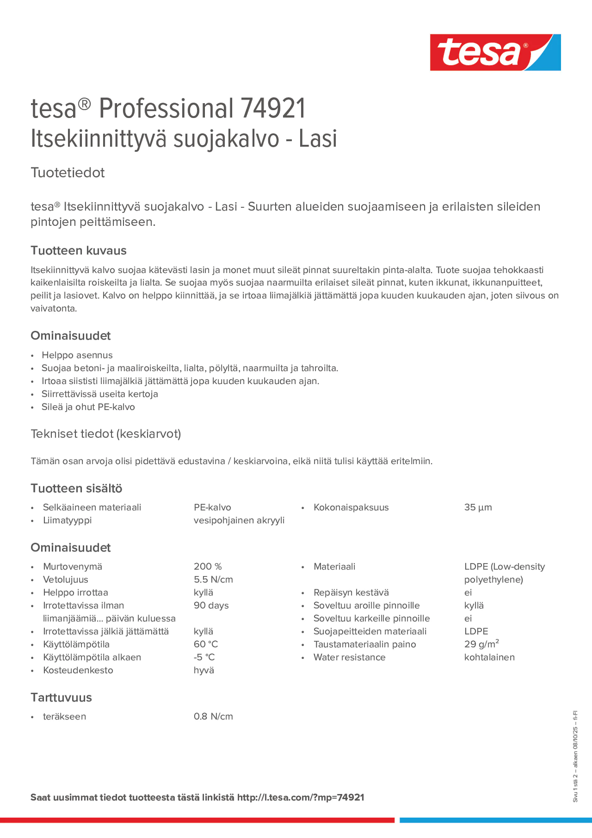 Product information_tesa® Professional 74921_fi-FI